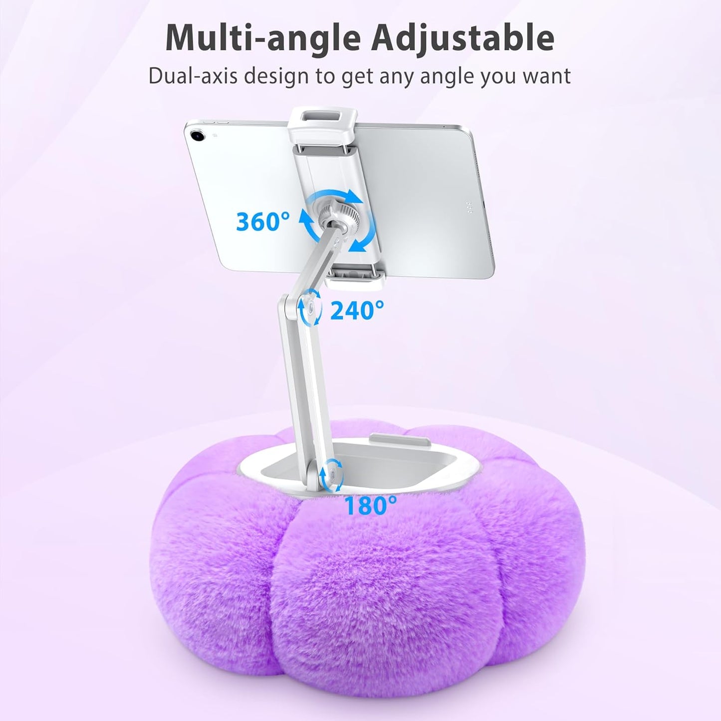 CreaDream Pumpkin Tablet Pillow Stand Holder for Kindle iPad, Adjustable Phone Pillow Stand for Lap Bed with Detachable Snack Bowl, Compatible with 4.7"-13" Tablet, iPad, iPhone, Samsung Tabs, Kindle