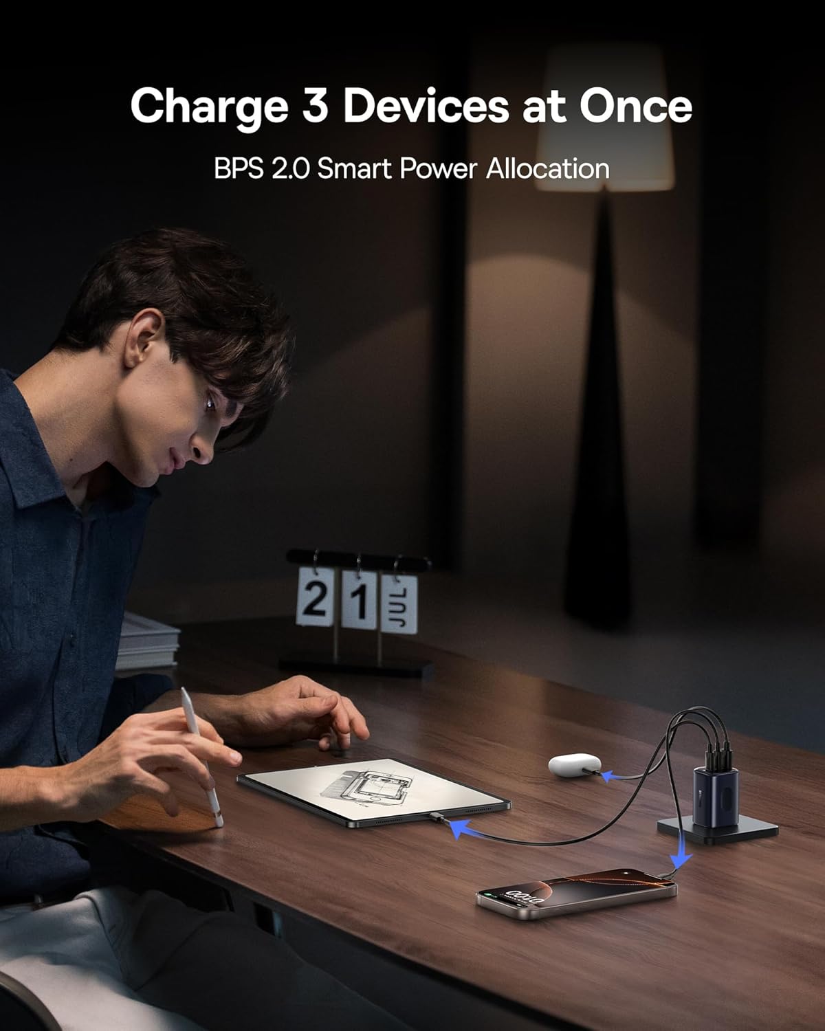 Baseus PICOGO 67W USB C Charger, 3 Port Fast Charging Block with Foldable Plug, PD/PPS for MacBook Air/Pro, iPhone 16/15 Series, Galaxy S25/24, Airpods 4 & More