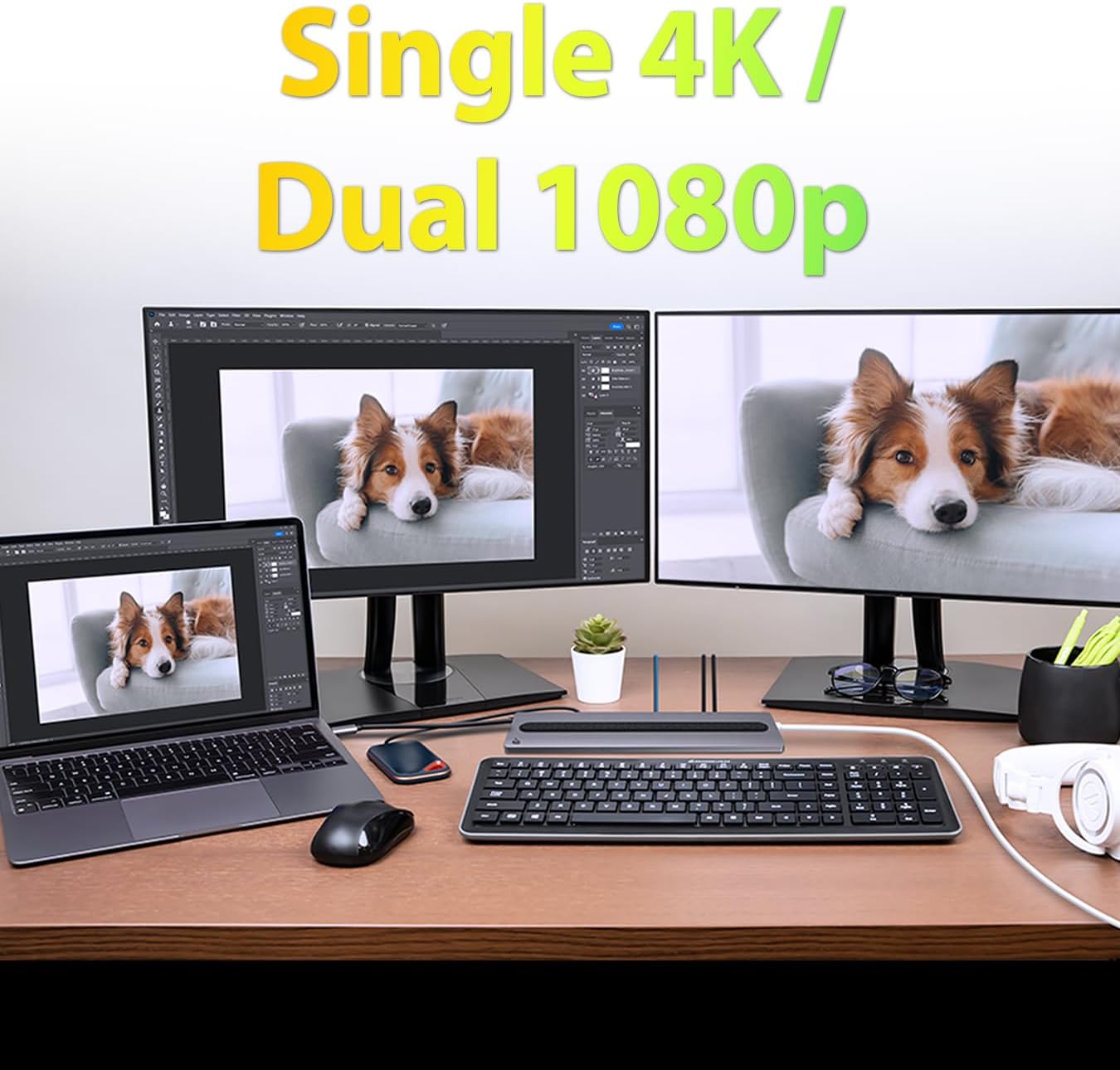 IOGEAR USB-C 8-Port Low Profile Docking Station - 4K 30Hz - 1 HDMI - 1 DisplayPort - 1 VGA - 1 Ethernet - 3 USB 3.0 A Ports - 1 USB-C 100W Charging Only - Power Adapter Not Included — GUD3C02B