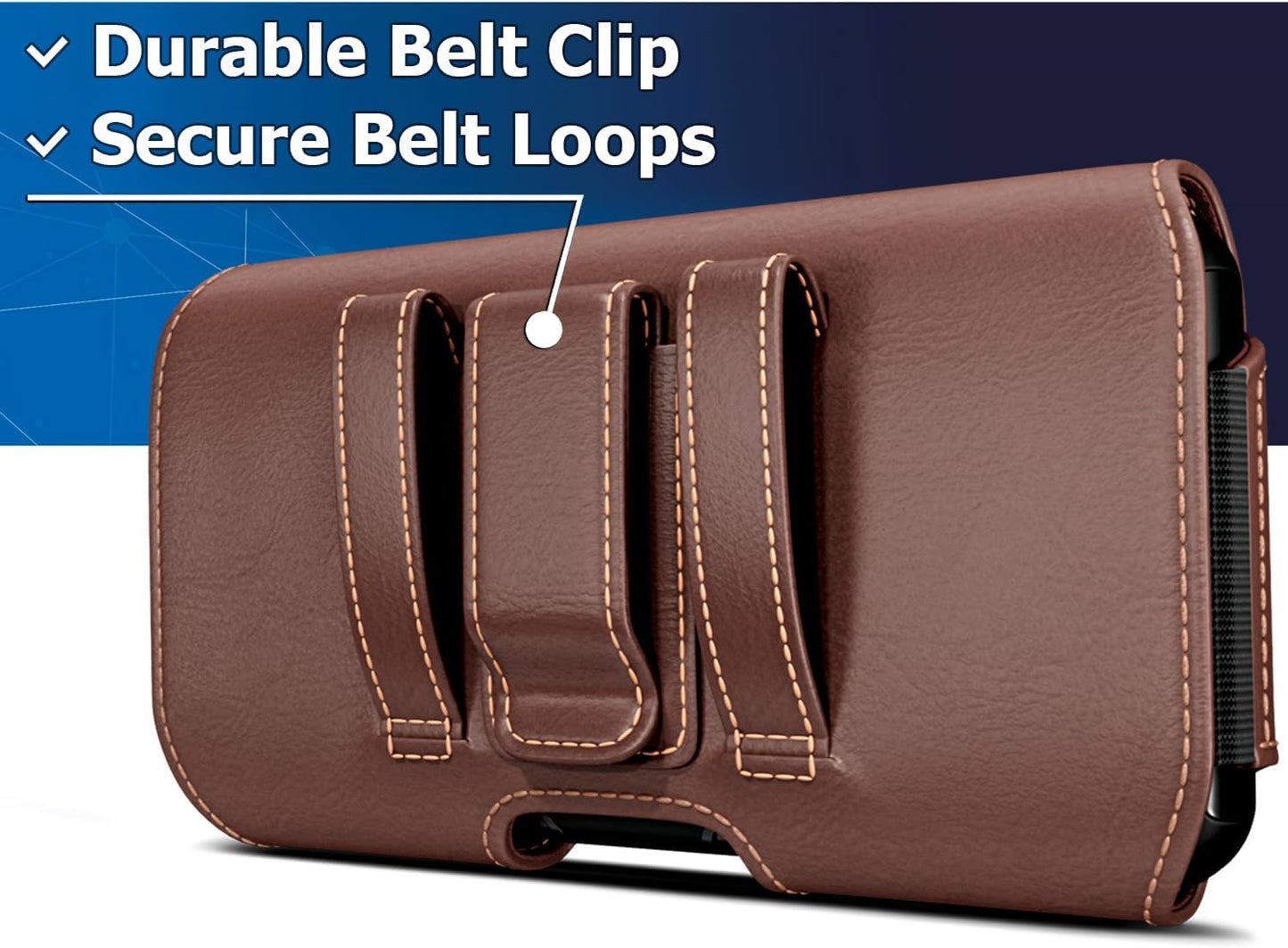 DeBin Holster for iPhone 17 17 Pro 16 Pro 16e 15 15Pro 14 13 12 11 Xs 10 X XR – Cell Phone Belt Holder Case with Clip for Men Women Pouch (Fits Protective Cover on) Brown