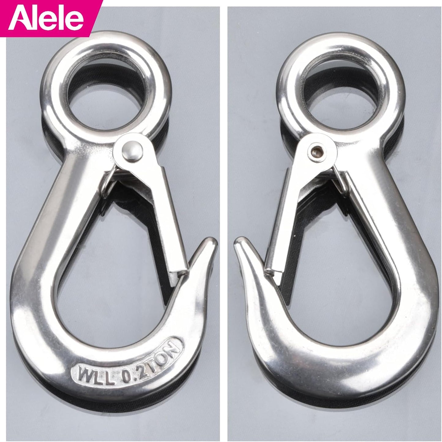 Alele 2Pack Grab Hooks, Slip Hooks,Stainless Steel Lifting Hook Rigging Accessory (Grab Hooks 200Kg 2p)