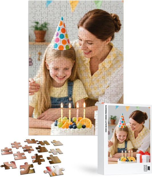 Custom Puzzle, Customize Puzzles from Photos with 120/200/300/500/1000 Pieces, Personalized Wooden Jigsaw Puzzle Gifts for Family, Adults, Christmas, Wedding, Pet