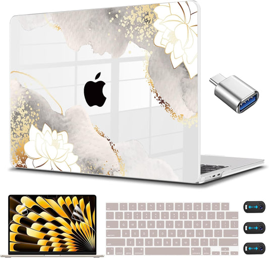 CISSOOK Compatible with MacBook Pro 14 inch Case 2024 2023-2021 Release Model: M4 A3112 A3185 A3401 M3 A2992 A2918 M2 A2779 A2442 M1 Pro/Max, Lotus Hard Shell Case for MacBook Pro 14 with Touch ID