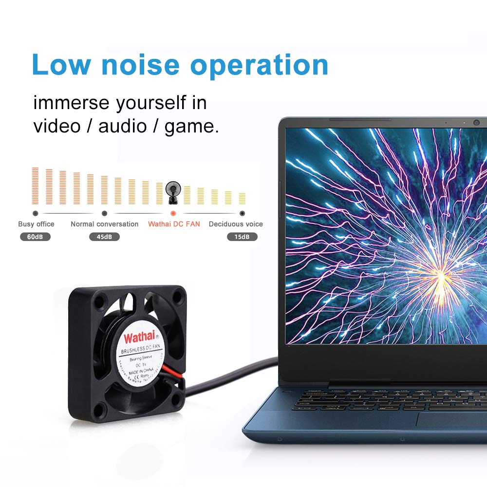 2Pack Wathai 40mm x 10mm Mini USB Fan with Speed Control 5V Small Computer USB Fans for Welding Helmet, Aquarium, Terrarium, Camera, VR Receiver DVR PlayStation Xbox Computer Cabinet Cooling