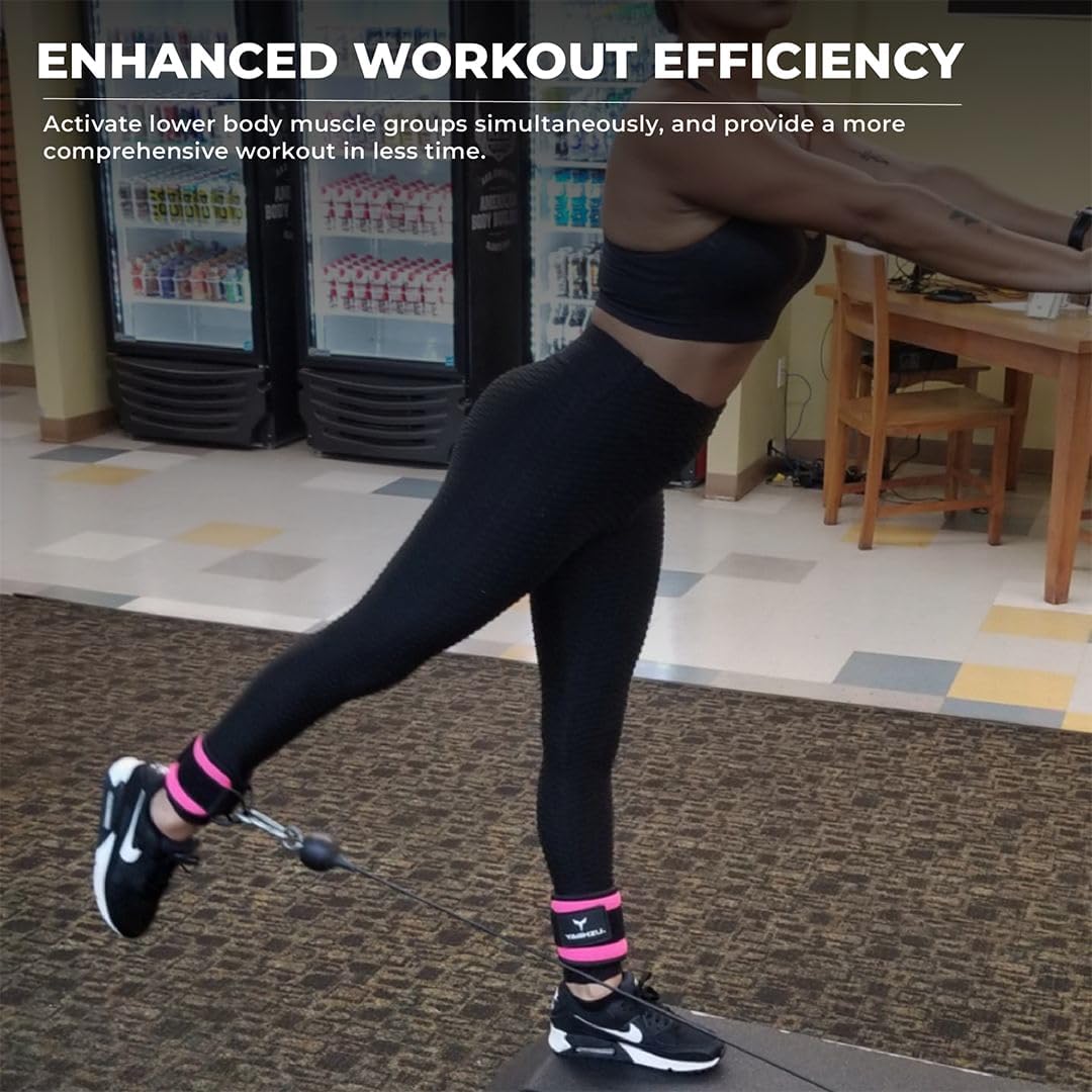 Ankle Straps for Cable Machines Women - Adjustable Gym Ankle Strap for Cable Machine, Neoprene Padded Cable Straps, Durable Leg Strap with Cable Cuff, Glute Kickback Ankle Strap with D Rings