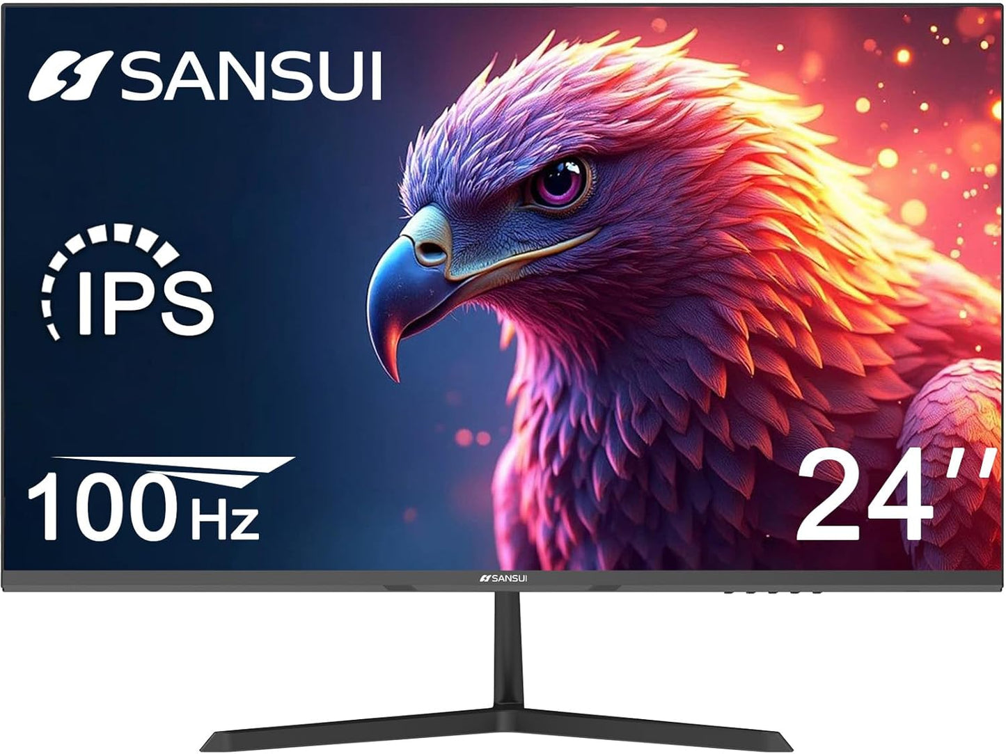 SANSUI 24 inch Monitor, IPS Display FHD Computer Monitor, 100Hz Monitor VESA Mount with HDMI Inputs for Home Office (HDMI Cable Included)