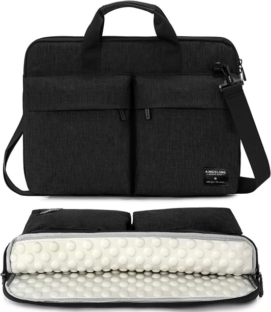 KINGSLONG 15.6 inch Laptop Shoulder Bag,Slim Shockproof Computer Sleeve Notebook Ultrabooks Carrying Case Handbag Cover Fit for Acer Asus Dell Lenovo HP Toshiba, Black