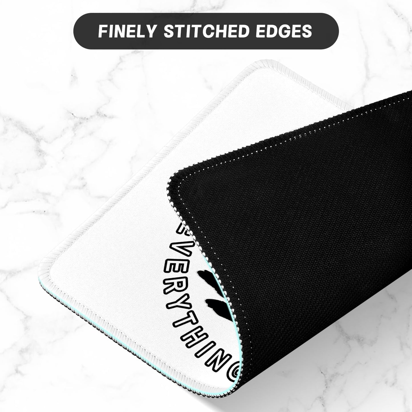 ITNRSIIET Mouse Pad with Stitched Edge Premium Textured Smooth Precise Operation Waterproof Washable Non-Slip Rubber Base Desktop Protection Mat, 10.2×8.3×0.12 inches, Funny Black Cat