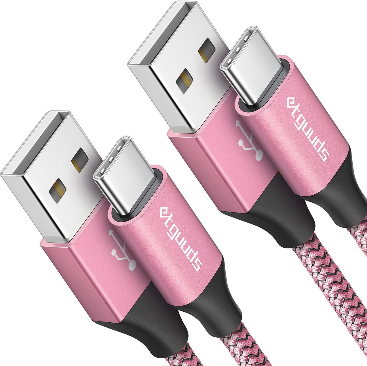 etguuds 6ft USB A to USB C Cable 3A Fast Charging, 2-Pack USB A to USB Type C Charger Cord for iPhone 16 15 Pro/Pro Max/Plus, for Samsung Galaxy S24 S23 S22 S21 S20 S10 A55 A54 Flip Note, Moto, Pink