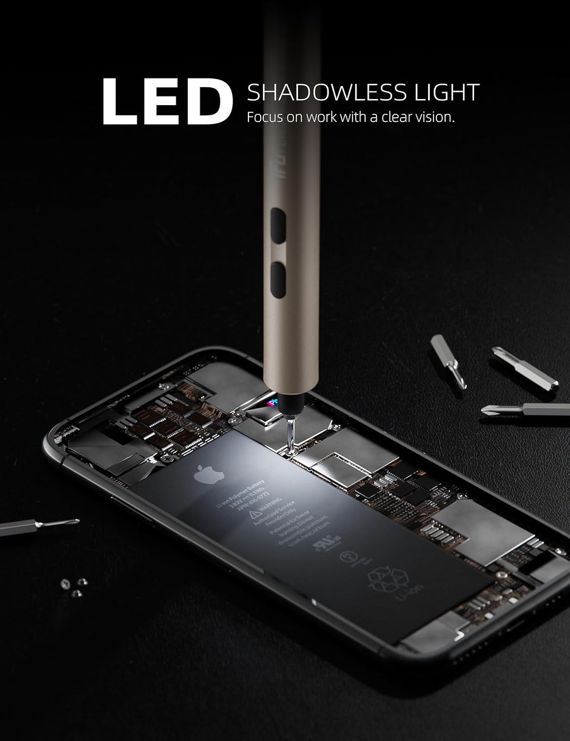 iFu Mini Electric Screwdriver, 42 in 1 Precision Screwdriver Set – Small Cordless Power Screwdriver with LED Light & 37 Magnetic Bits, Repair Tool for Phone Laptop Camera Watch Computer