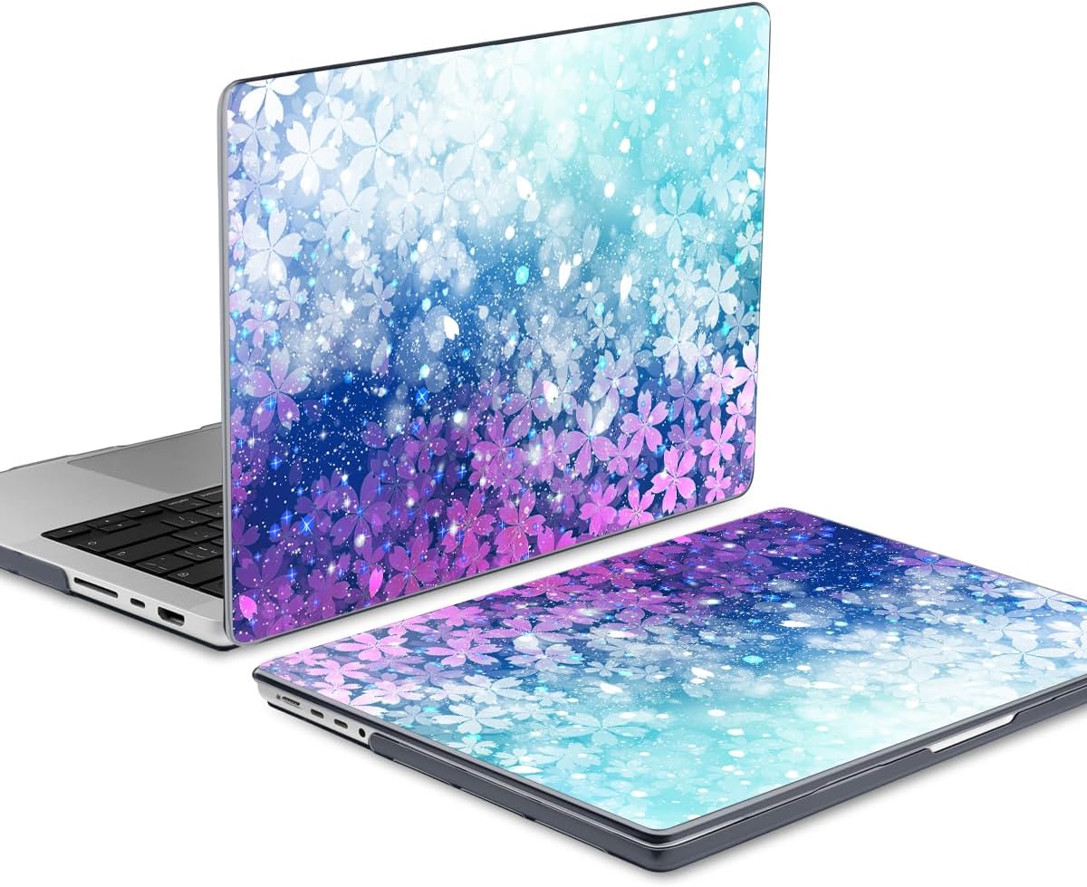 DONGKE for M4 MacBook Pro 16 Inch Case 2024 2023 2021 A3403 A3186 M3 A2991 M2 A2780 M1 A2485 Pro/Max Chip, Plastic Hard Shell Case & Keyboard Cover for Mac Pro 16 with Touch ID, Sparkling Flower