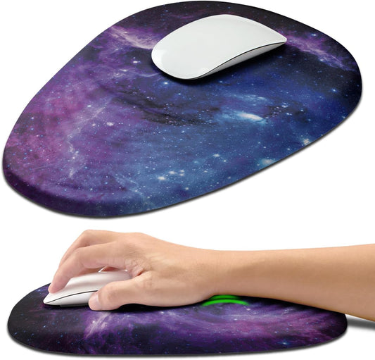 Hokafenle Ergonomic Mouse Pad Wrist Support with Stepped-Wedge Design, Wrist Rest Pain Relief Mousepad Filled with Memory Foam, Carpal Tunnel Mousepad for Wireless Mouse(12x8 inch, Galaxy)