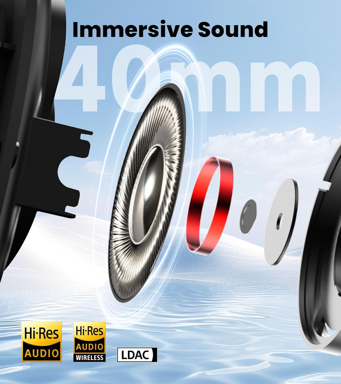 Edifier W80 Over Ear Headphones with -49dB Active Noise Cancelling, LDAC Hi-Res Wired & Wireless, AI Clear Call, Fast Charging, Multipoint Connection, Bluetooth V5.4 - Black