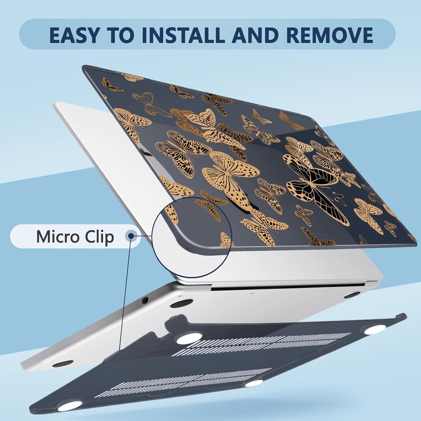 Compatible with MacBook Air 15 inch Case, M4 A3241/M3 A3114/M2 A2941 (Released 2025 to 2023), Hard Shell, Keyboard Cover, Screen Protector, Webcam Cover & Type-C Adapter, Butterfly