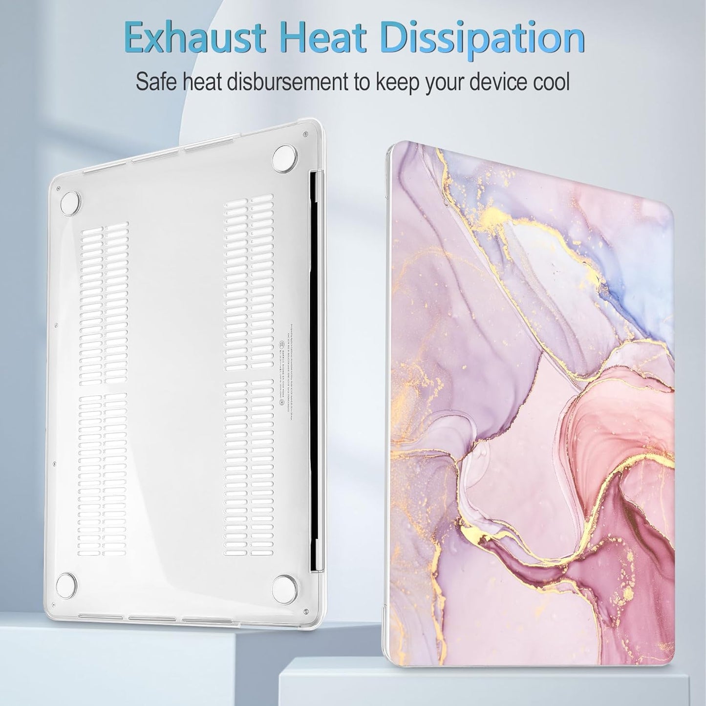 Mektron for MacBook Air 13 Case A1466/A1369 (2010-2017 Release), Snap-on Plastic Hard Shell Cover for MacBook Air 13.3 inch with Keyboard Cover,Pink Marble