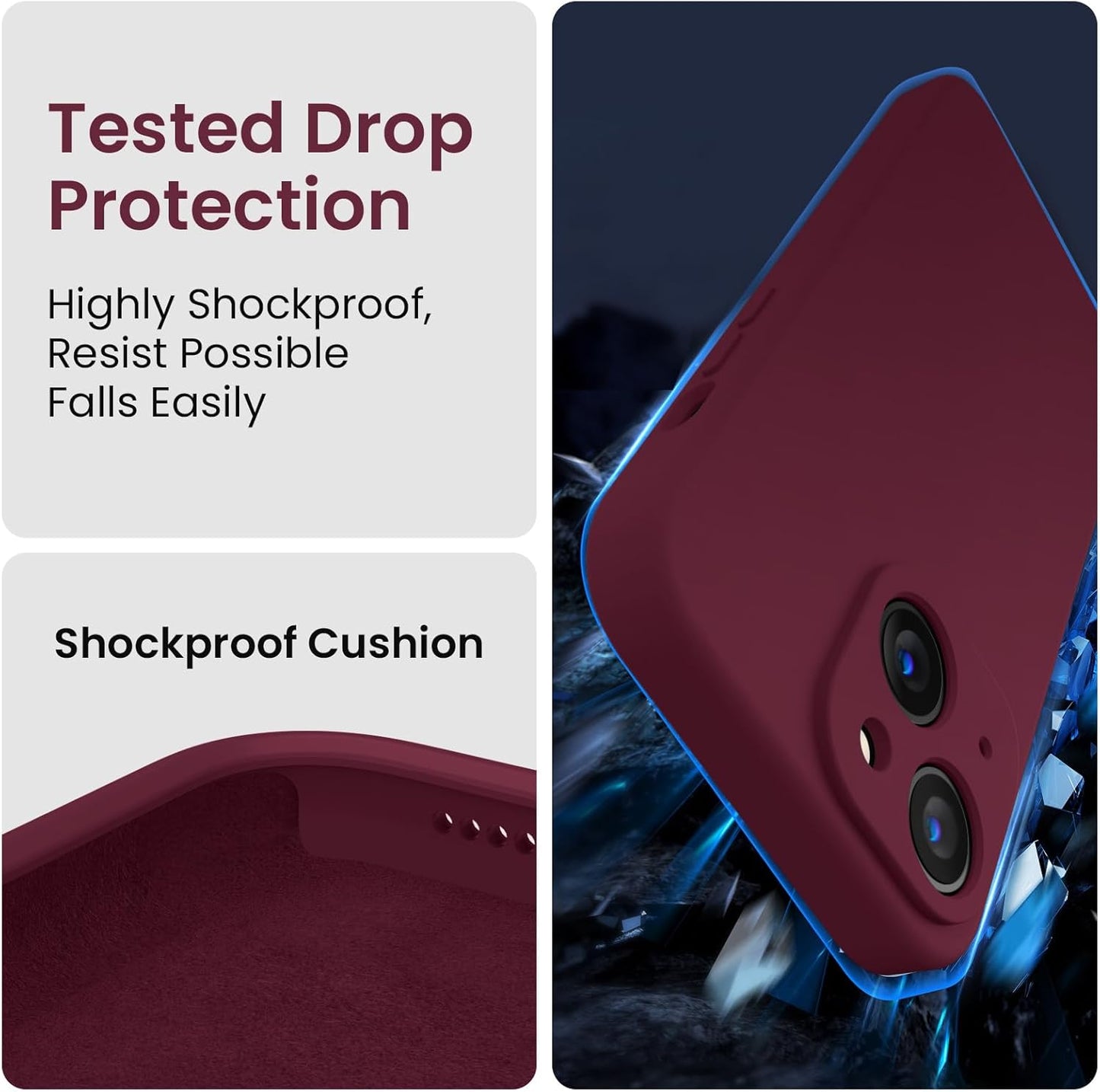 FireNova Designed for iPhone 15 Case, Silicone Upgraded [Camera Protection] Phone Case with [2 Screen Protectors], Soft Anti-Scratch Microfiber Lining Inside, 6.1 inch, Plum