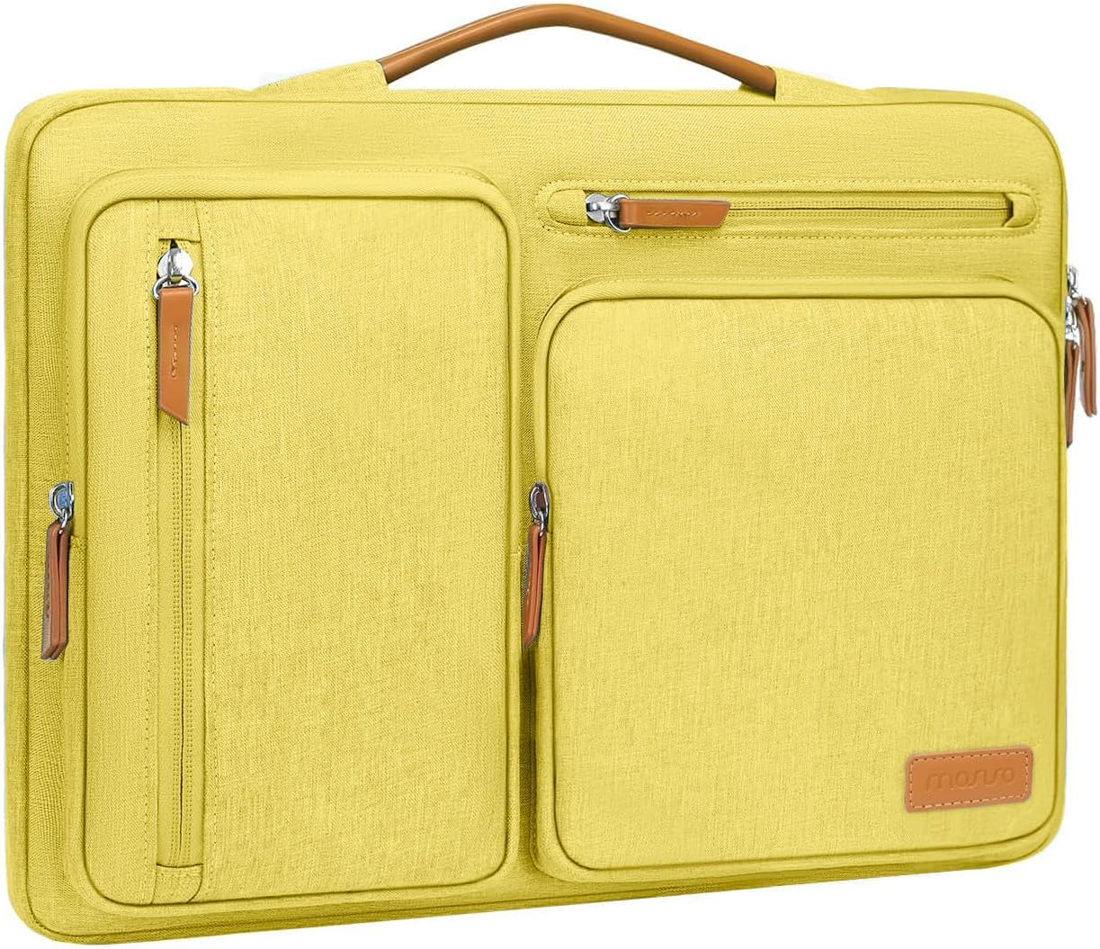 MOSISO 360 Protective Laptop Case 13.3 inch, 13-13.3 inch Laptop Sleeve Compatible with MacBook Air/Pro 13 / Pro 14,HP Dell Acer ASUS,Side Open Carrying Case with 4 Zipper Pockets&Handle, Yellow