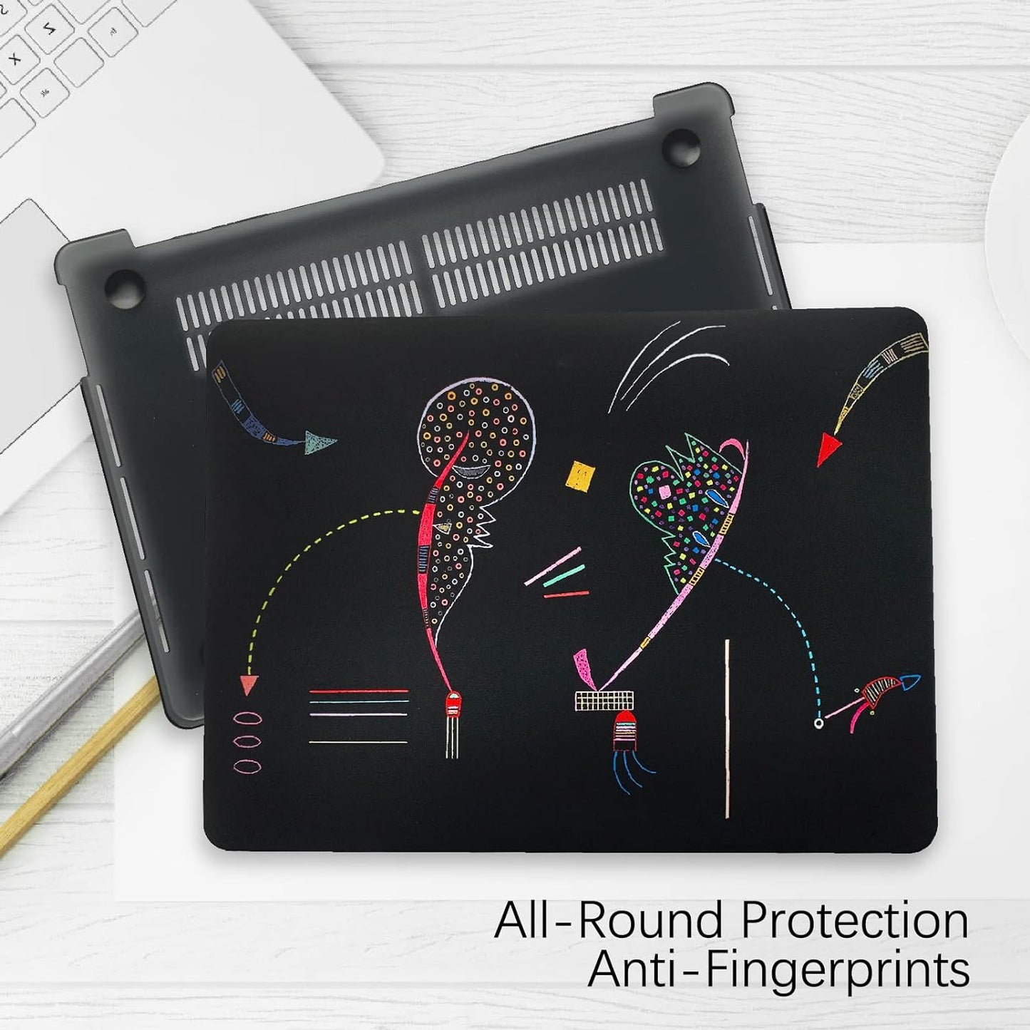 Compatible with MacBook Pro 13 inch Art Case Skin, 2022, 2021, 2020-2016 Release A1706/A1989/A2159 Slim Frosted Hard Shell with Keyboard Cover & Screen Protector (Two Sides by Wassily Kandinsky)