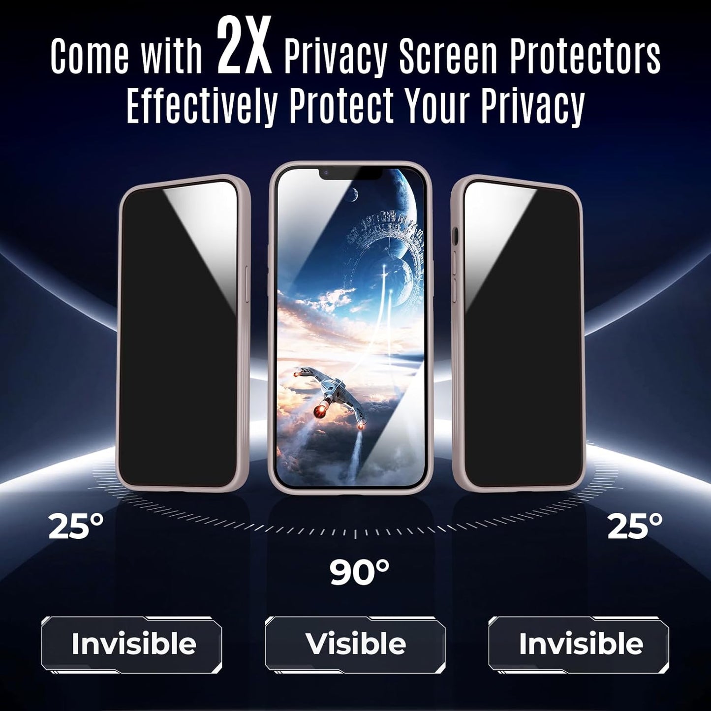 Designed for iPhone 12 Pro Case, Compatible with MagSafe, with Privacy Screen Protectors X2, [Camera Protection] [15FT Military Drop Protection] Shockproof Phone Case, 6.1", Natural Titanium