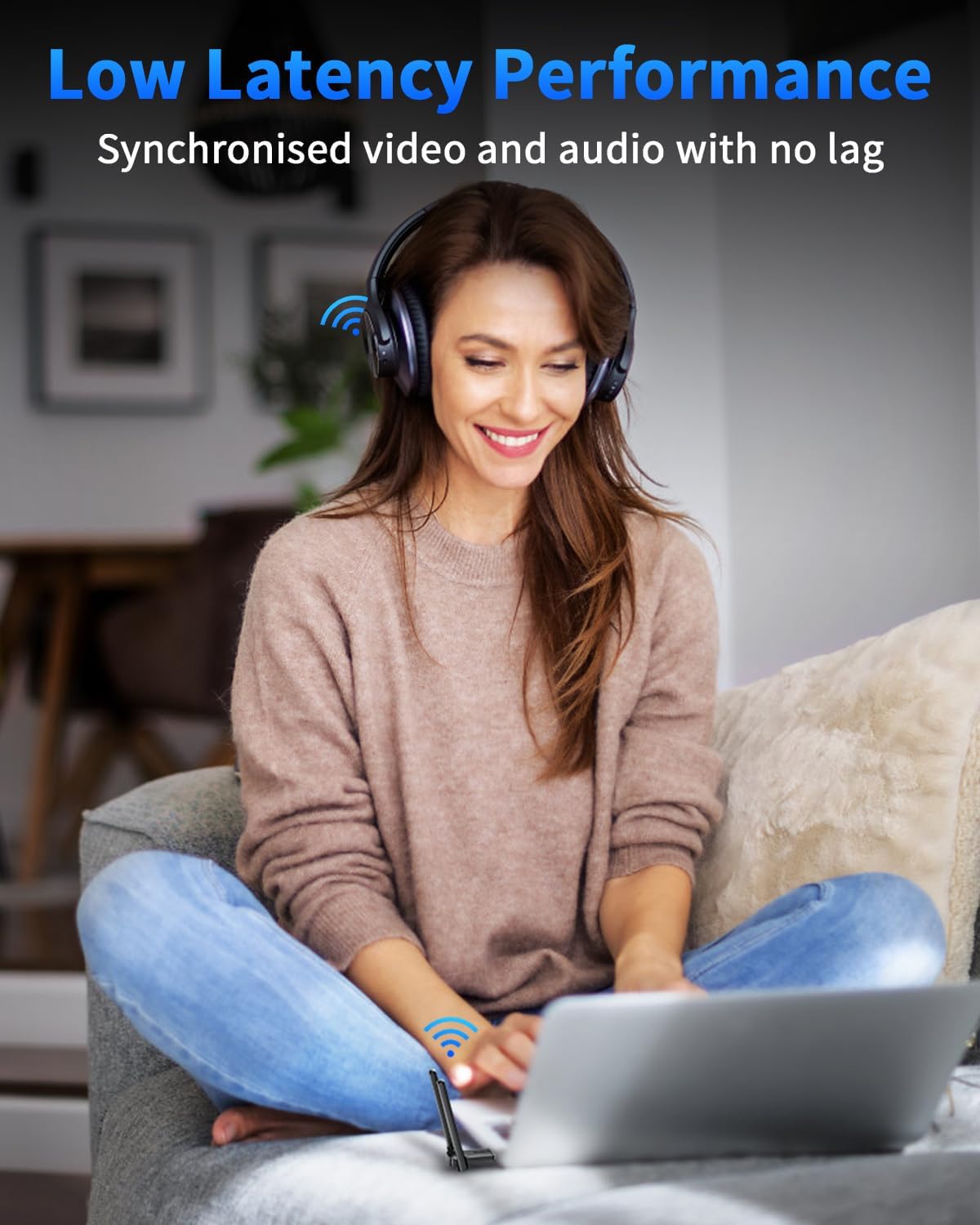 ZEXMTE 5.4 USB Bluetooth Adapter for PC, Plug & Play Bluetooth Transmitter & Reciver, EDR & BLE, High Gain Antenna, 590FT / 180M Long Range for PC Windows 11/10/8