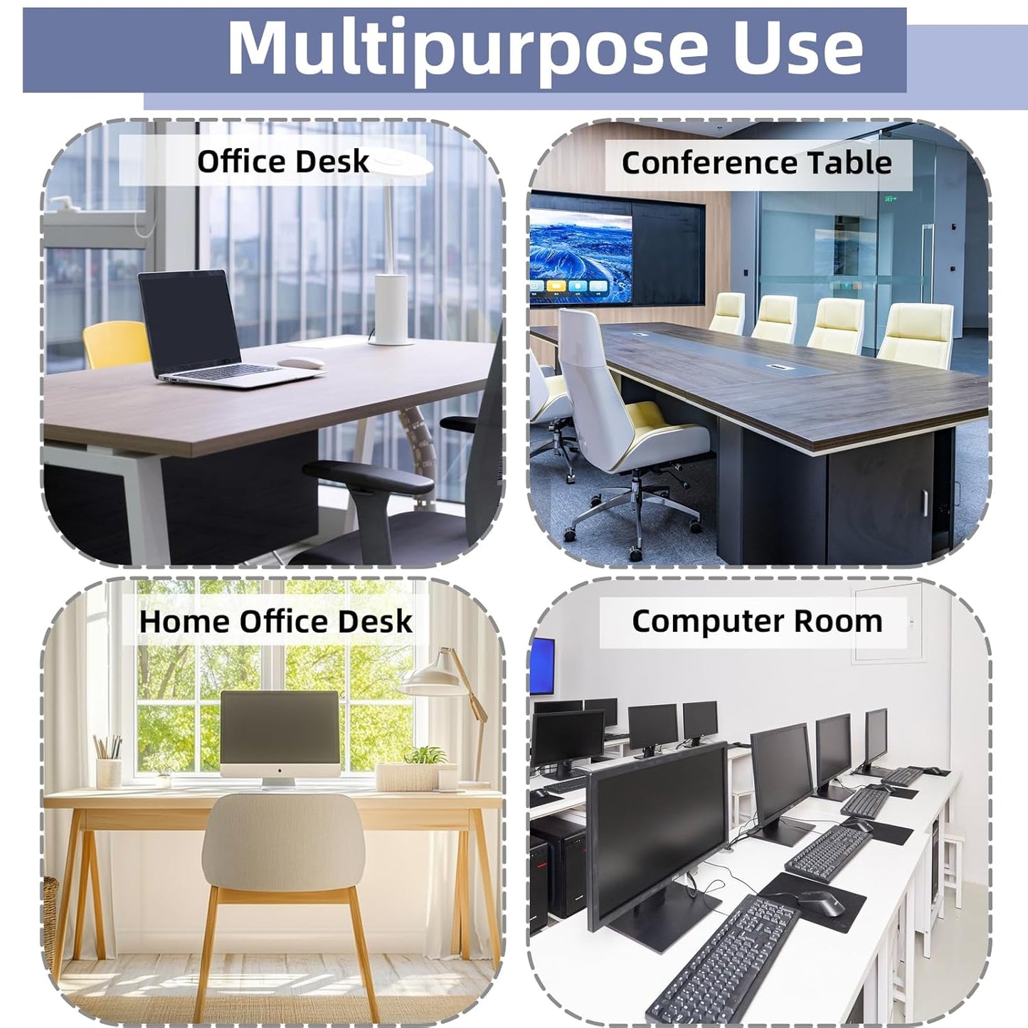 6-Pack Black Desk Grommet Cable Management Kit - 1.97 inch (5cm) Hole Cover,ABS Plastic Grommet Hole Cover Organizer for Office Computer Desk,Hide Cords Neatly