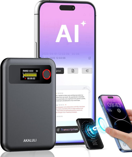 AI Voice Recorder with Transcribe Summarize: Note Voice Recorder with APP Control, 30H Continuous Recording, 64GB Memory Support 100+ Languages, AI Recorder for Calls, Lectures, Meetings