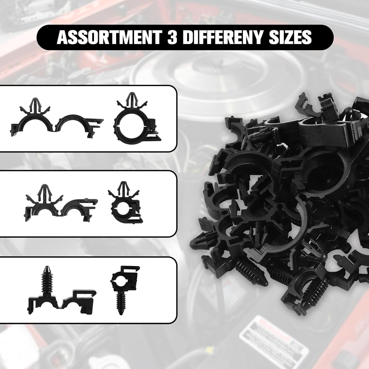 130 Pcs Push Mount Cable Ties Standard Zip Tie Mount Car Wire Loom Routing Clips for Polaris UTV Jeep Wrangler Vehicles Home Appliances 6 Different Sizes Universal Management Cable Ties