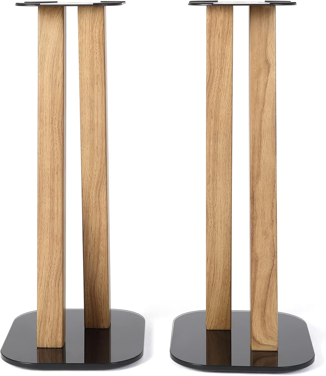 EXIMUS One Pair Fixed Height Universal Speaker Floor Stands - Oak - 600 Series