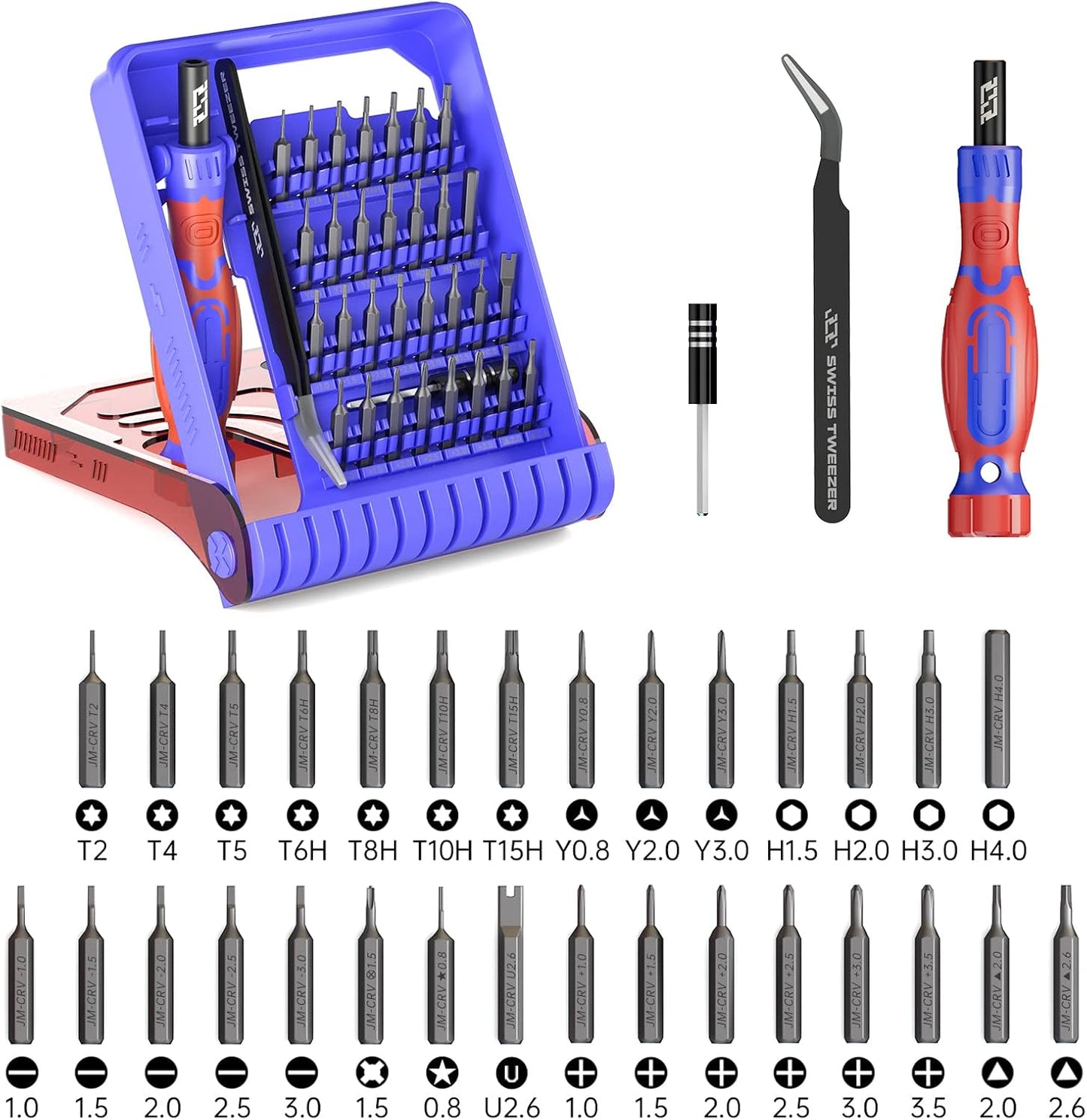 JAKEMY Precision Screwdriver Set, 33 in 1 Screwdriver Set Magnetic Driver Kit Laptop Repair Kit with Torx Screwdriver Bit Set Extension Shaft Tweezers for Electronics PS5, Watch, Jewelry, Glasses, Toy