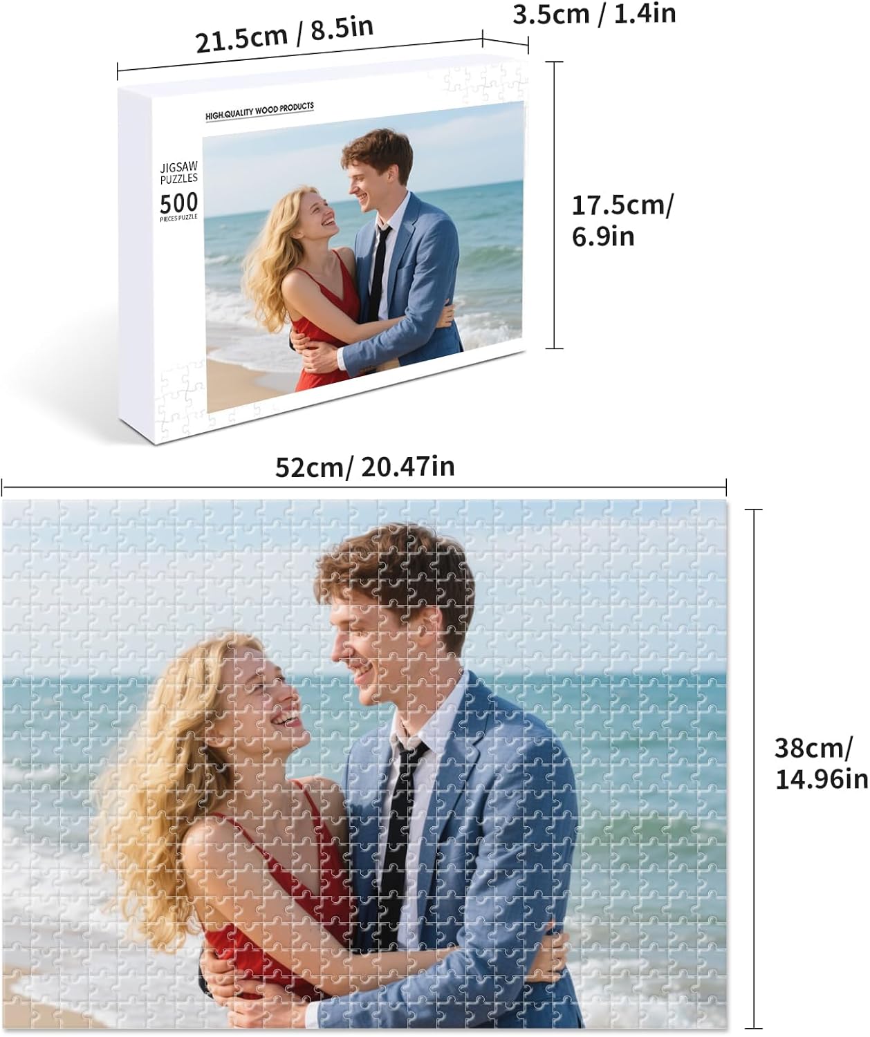 Custom Photo Puzzle – Personalized 500‑Piece Jigsaw Puzzle from Your Photos – Unique Custom Gift for Adults, Families, Weddings, Couples, Anniversaries, and Cartoons(500-vertical)