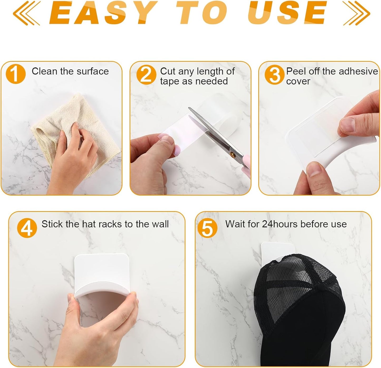 24 Pcs Headphone Wall Hangers Adhesive Gaming Headset Holder Hooks for Wall Mount Strong Universal Stand Hooks for Most Headphone Controller, Hat, Baseball Caps, Closet, Door (White)