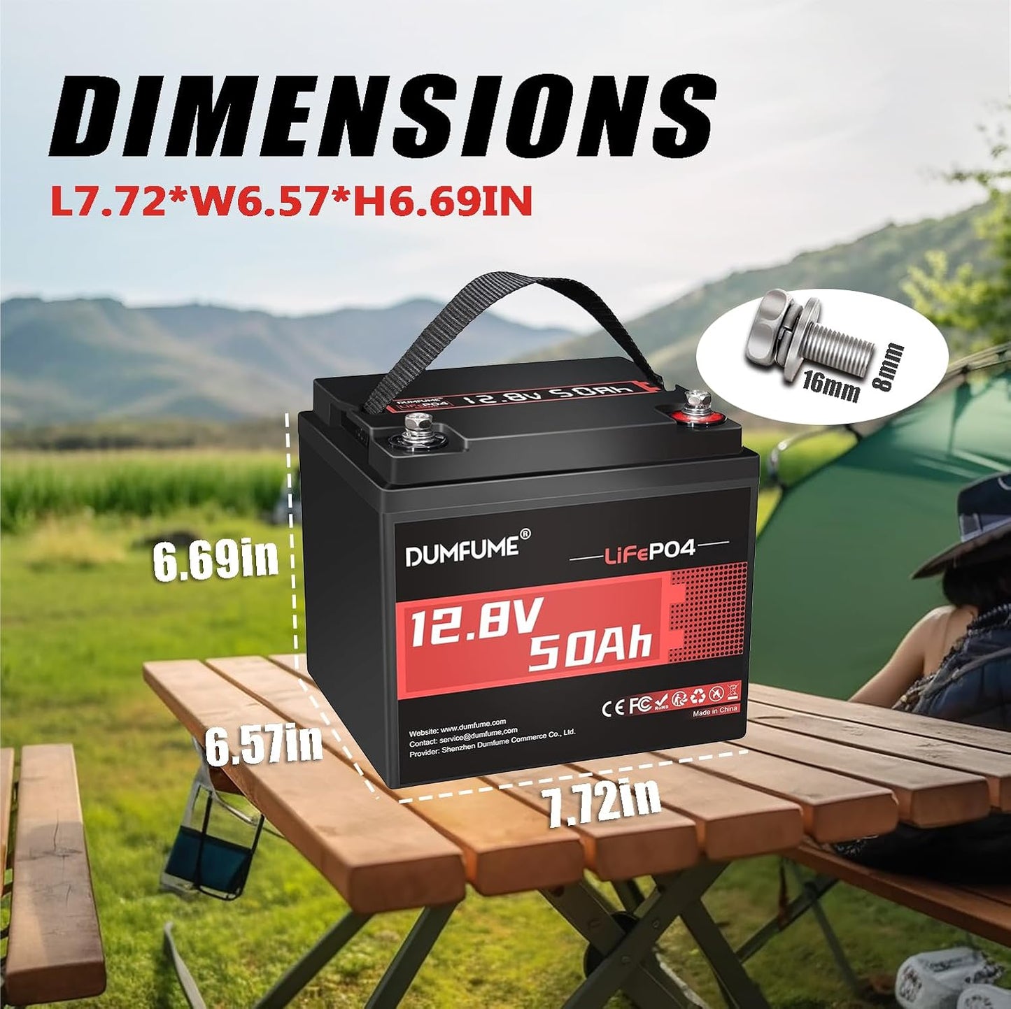 12.8V 50Ah LiFePO4 Lithium Battery, Built-in 50A BMS,640Wh Capacity, 4000+ Cycles, Low-Temp Protection,Perfect for RV, Camping, Trolling Motor, and Home Energy Storage