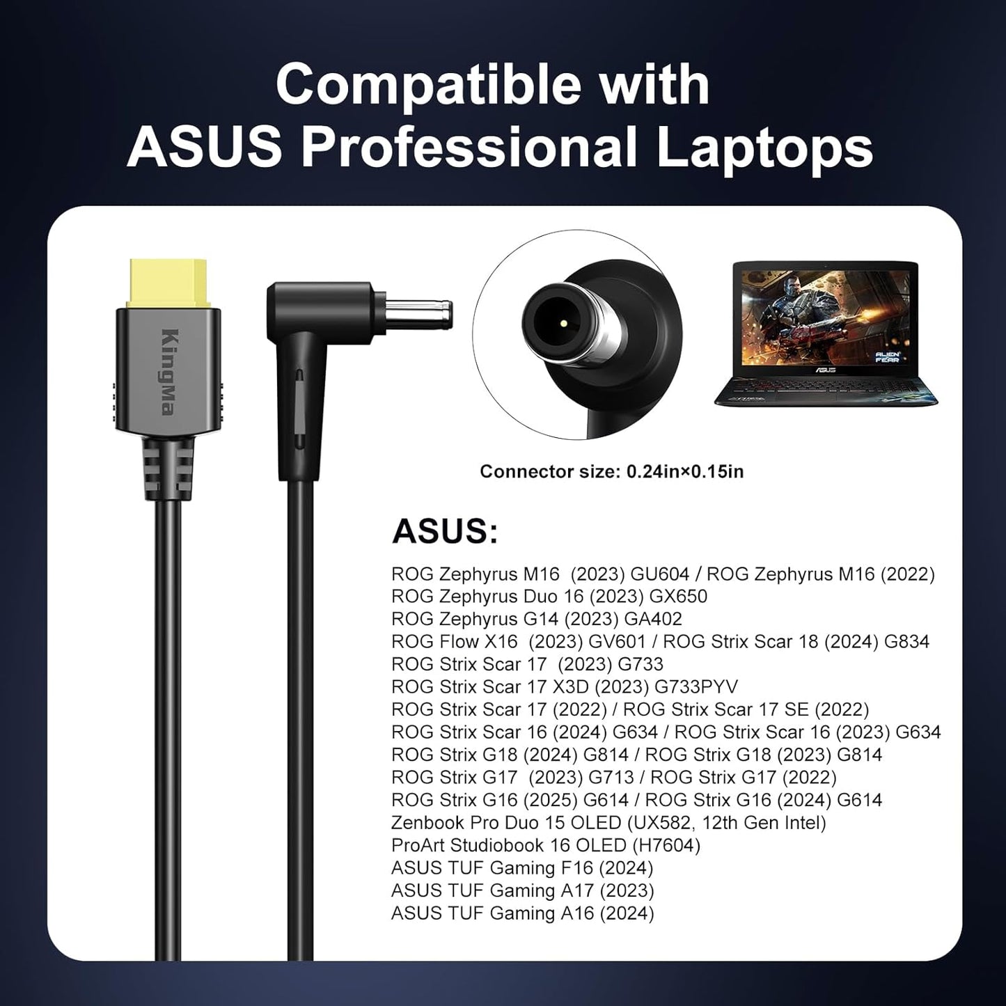 330W ASUS ROG Strix Scar 18 Gaming Laptop Charger, 3-Port PD 3.0 (20V/16.5A) ROG Zephyrus Fast Charging Adapter Compatible with ROG Strix Scar 16/17/18, Zephyrus M16 GV601/Duo 16 GX650
