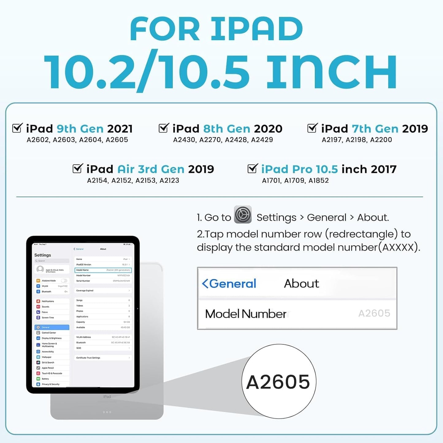 BLUTLOTUS Keyboard Case for iPad 7th/8th/9th Generation 10.2'' 2019/2020/2021, 360° Rotatable Magnetic Keyboard Case with Pencil Holder Groove, 7 Color Backlit Wireless Detachable Keyboard (Sky Blue)