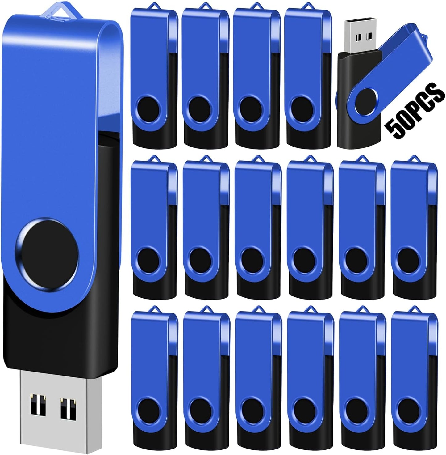 EASTBULL 8GB USB Flash Drive Bulk Thumb Drives 50 Pack with Lanyards USB 2.0 Memory Sticks Zip Drive Pen Drive for Storage and Backup Blue 50PCS 8GB