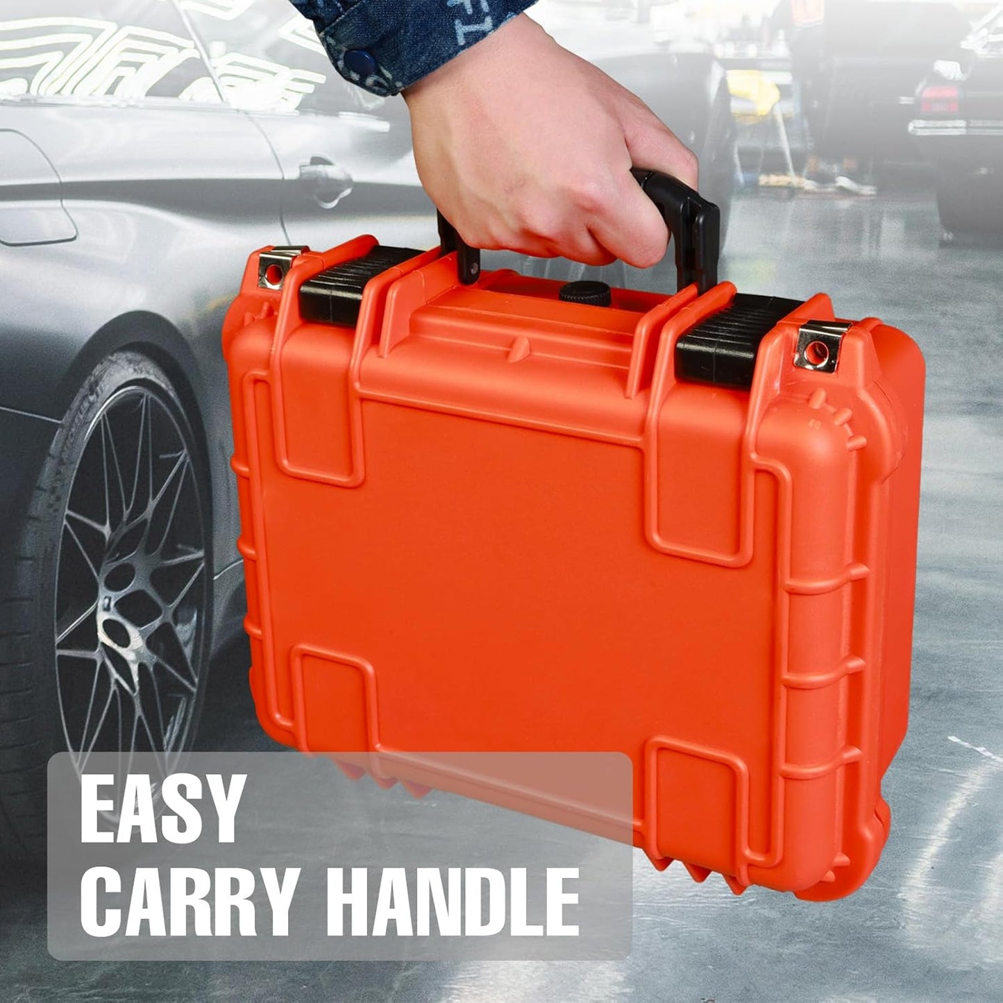 14x 11.5x 6.5 Inch Hard Case, Portable Weather Waterproof Protective Camera Case with Customizable Foam, Fit Use of Drones, Camera, Equipments, Orange