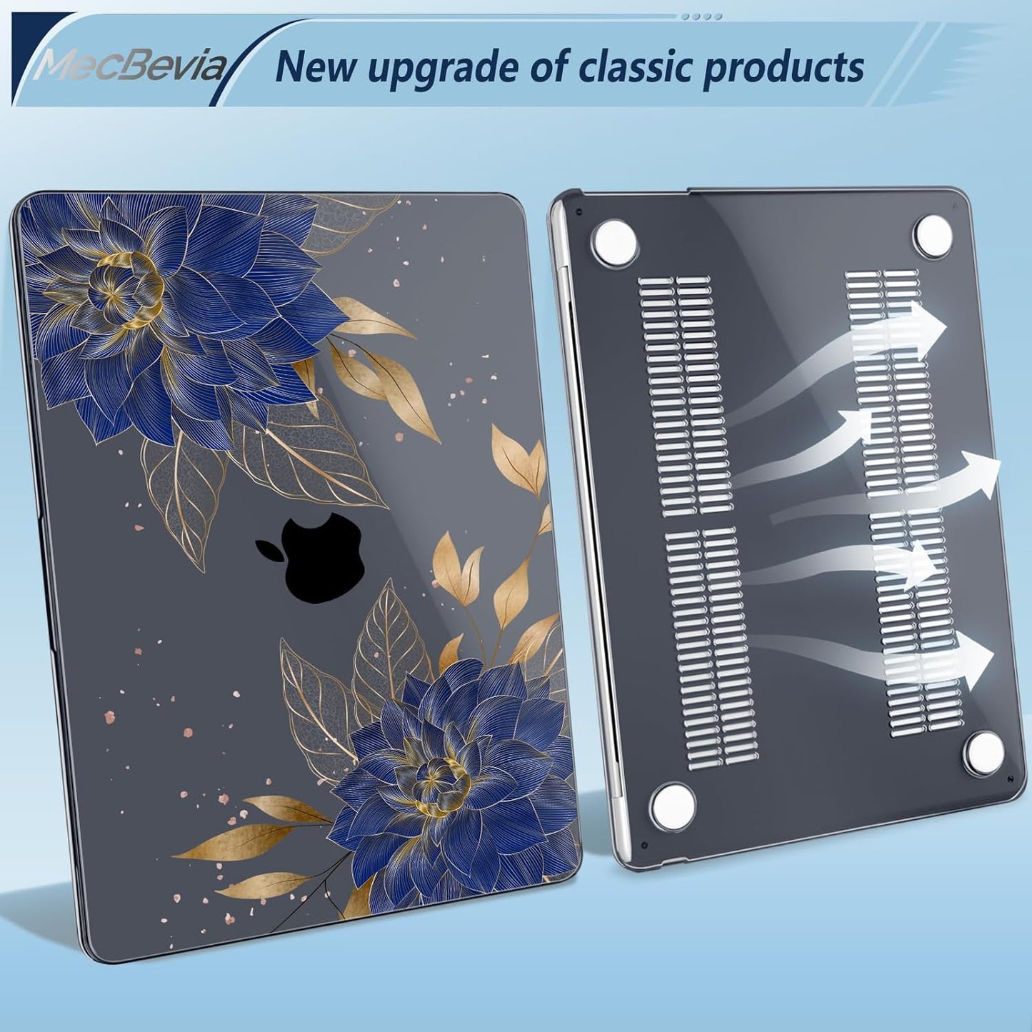 Compatible with MacBook Air 15 inch Case, M4 A3241/M3 A3114/M2 A2941 (Released 2025 to 2023), Hard Shell, Keyboard Cover, Screen Protector, Webcam Cover & Type-C Adapter, Dahlia Flowers