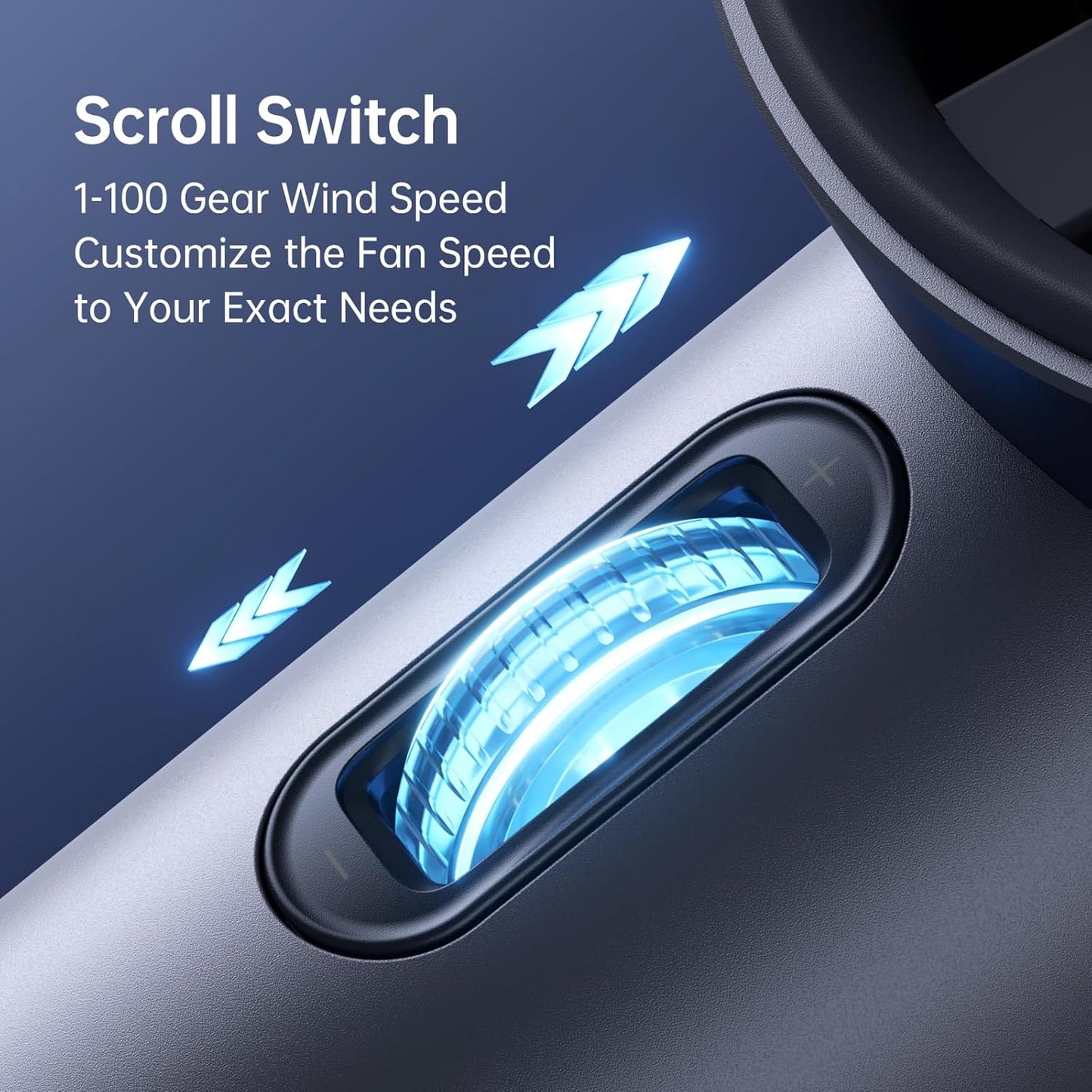 JISULIFE Portable Handheld Fan,Speed(1-100) Adjustable Turbo Mini and 3600mAh Battery Rechargeable Personal Fan,Digital Display,Gifts for Women Men Travel/Camping/Outdoor-Blue