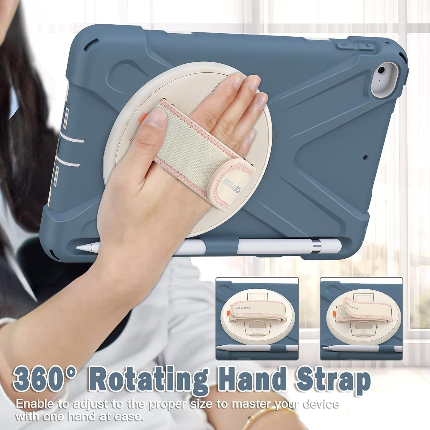 BRAECN iPad mini 5 Case,iPad mini 4 Case, Heavy Duty Shockproof Protective Rugged Case with Pencil Holder,Hand Strap,Kickstand, Shoulder Strap for iPad mini 5th/4th Generation 7.9 Inch for Kids