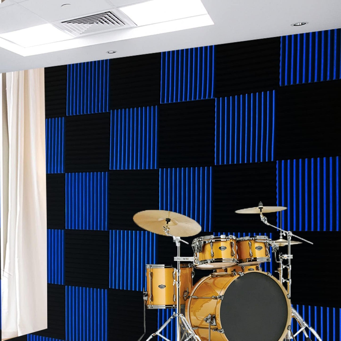 96 Pack Black/BLUE 12 "X 12 "X1" Acoustic Panels Studio Soundproofing Foam Wedge Tiles,