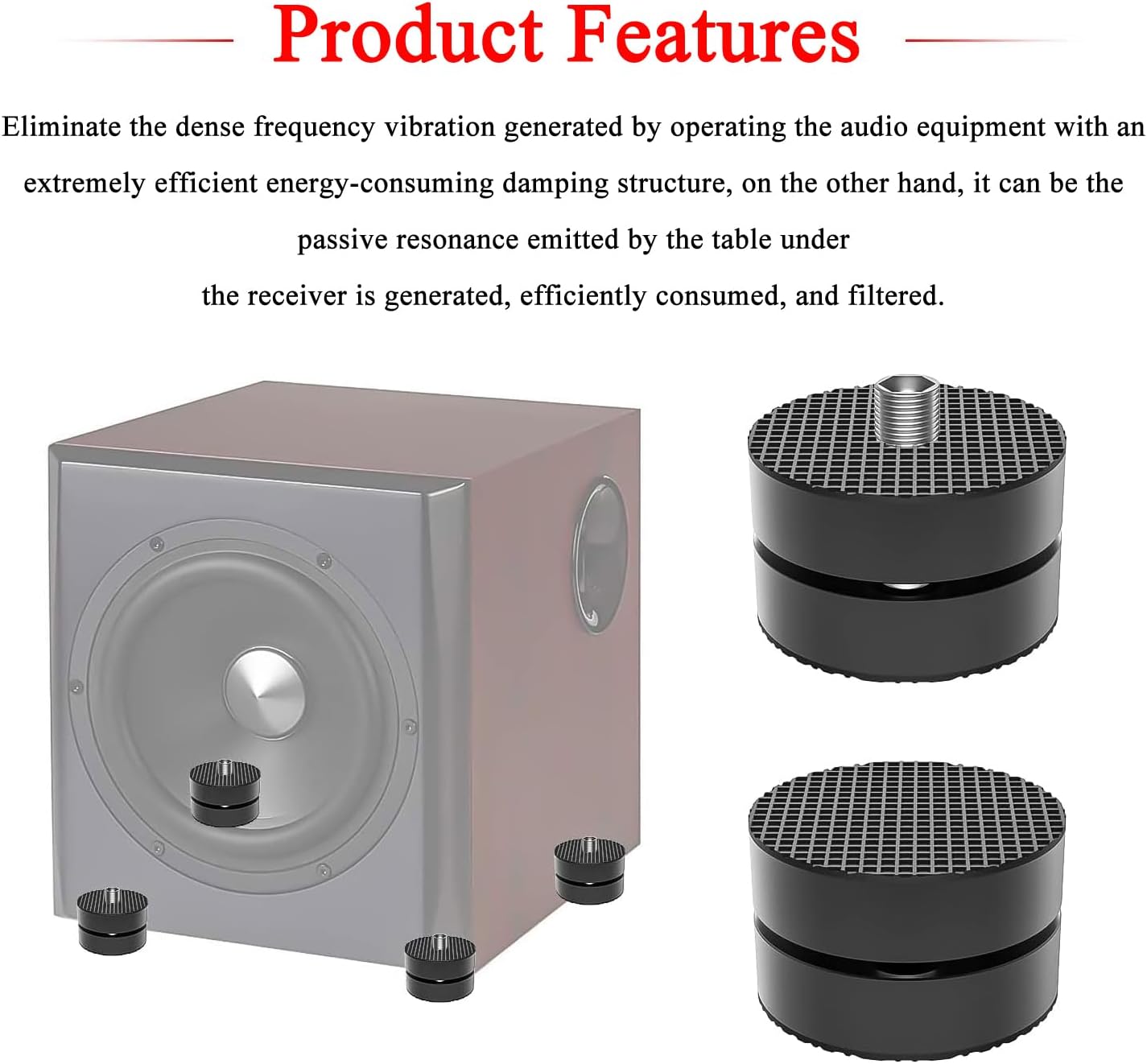 Audiocrast 4X HiFi Speaker Spikes 40×23mm Speaker Stand Feet Pads HiFi Shock Absorber Feet Aluminum Isolation Feet for Audio Speaker Subwoofer CD DVD Amplifier Turntable DAC