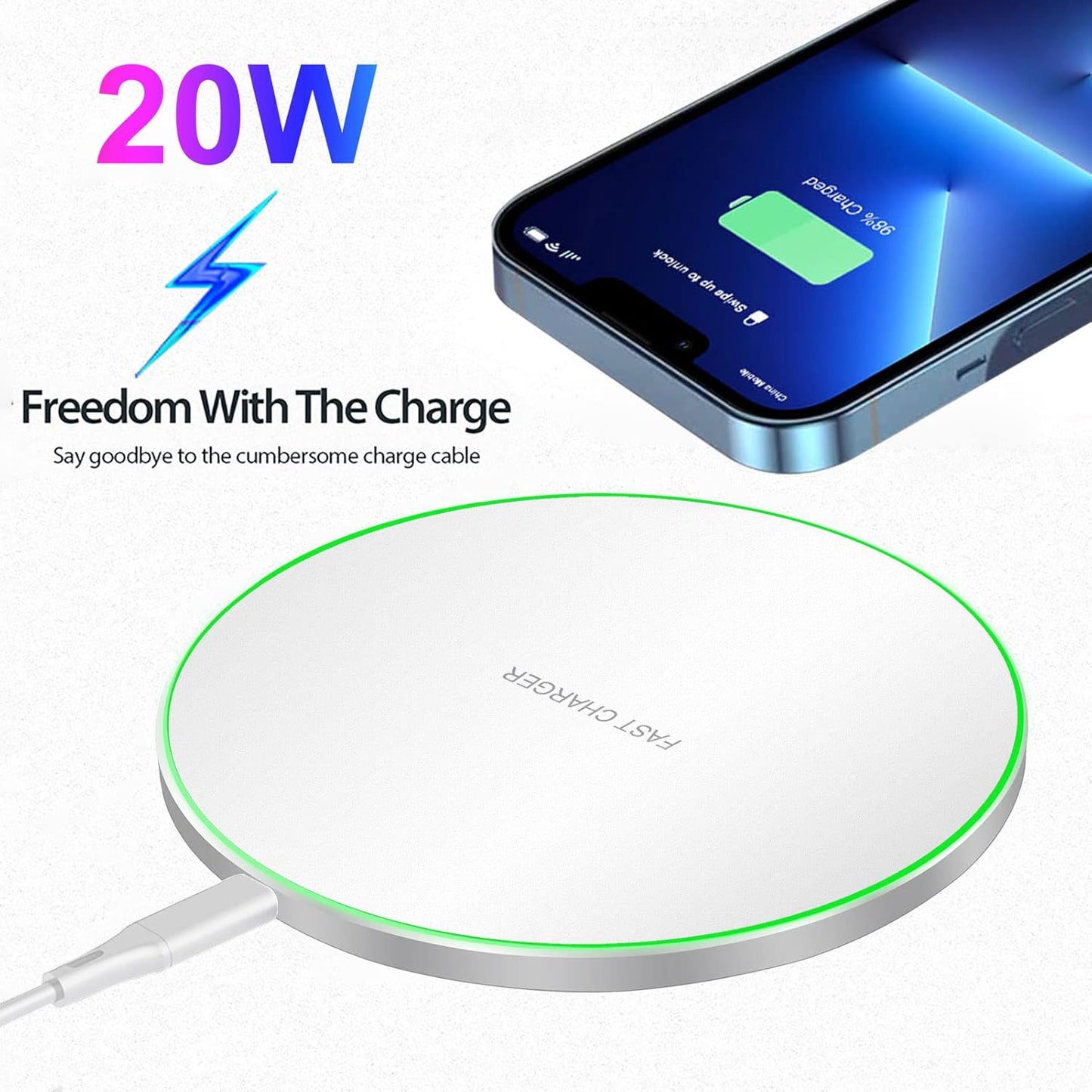 Fast Wireless Charger,20W Max Wireless Charging Pad Compatible with iPhone 16/15/14/13/12/SE/11/Pro,AirPods;FDGAO Induction Charge Mat for Samsung Galaxy S25/S24/S23/S22/Note,Pixel/LG G8