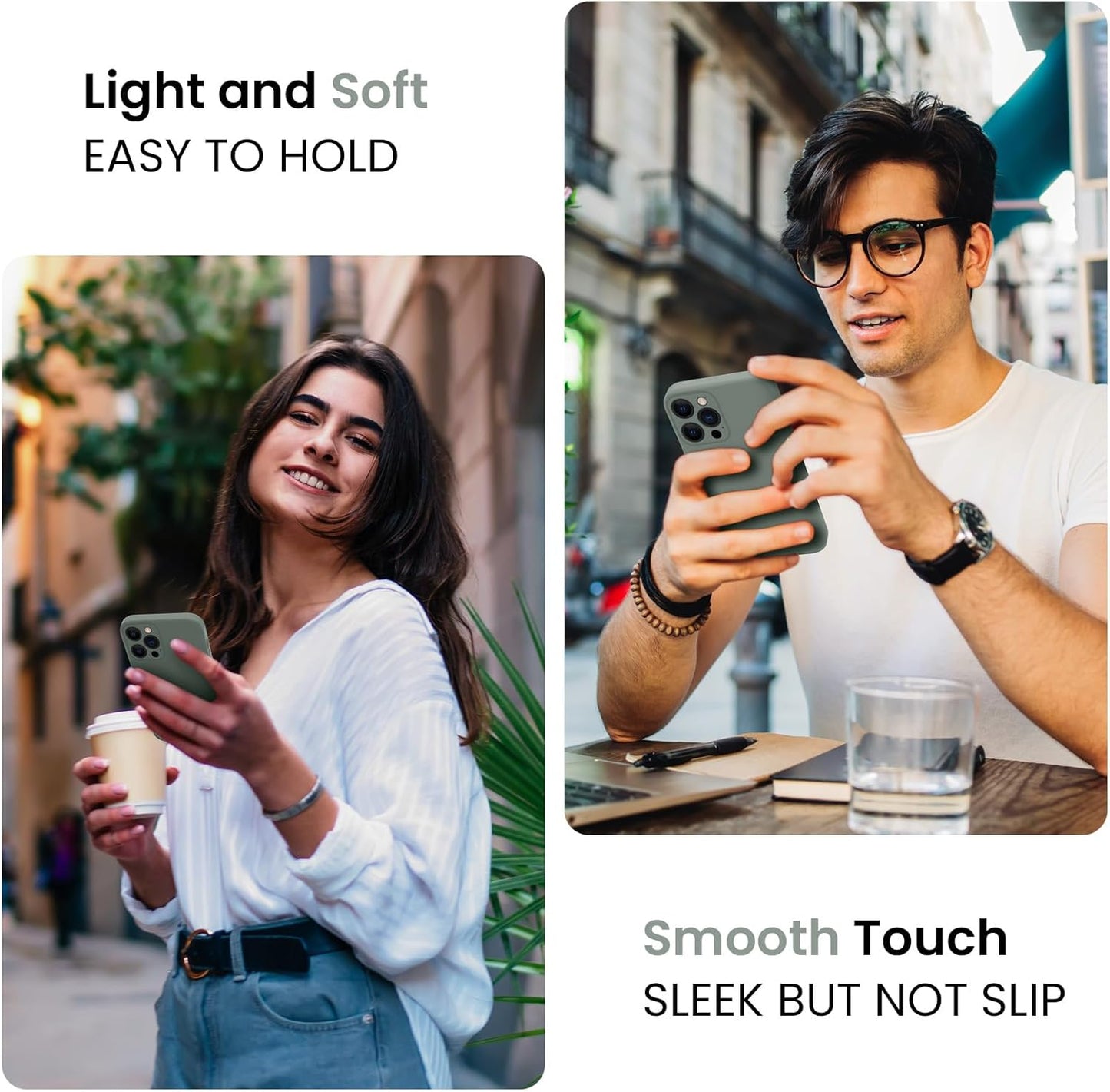 FireNova for iPhone 14 Pro Case, Silicone Upgraded [Camera Protection] Phone Case with [2 Screen Protectors], Soft Anti-Scratch Microfiber Lining Inside, 6.1 inch, Calke Green