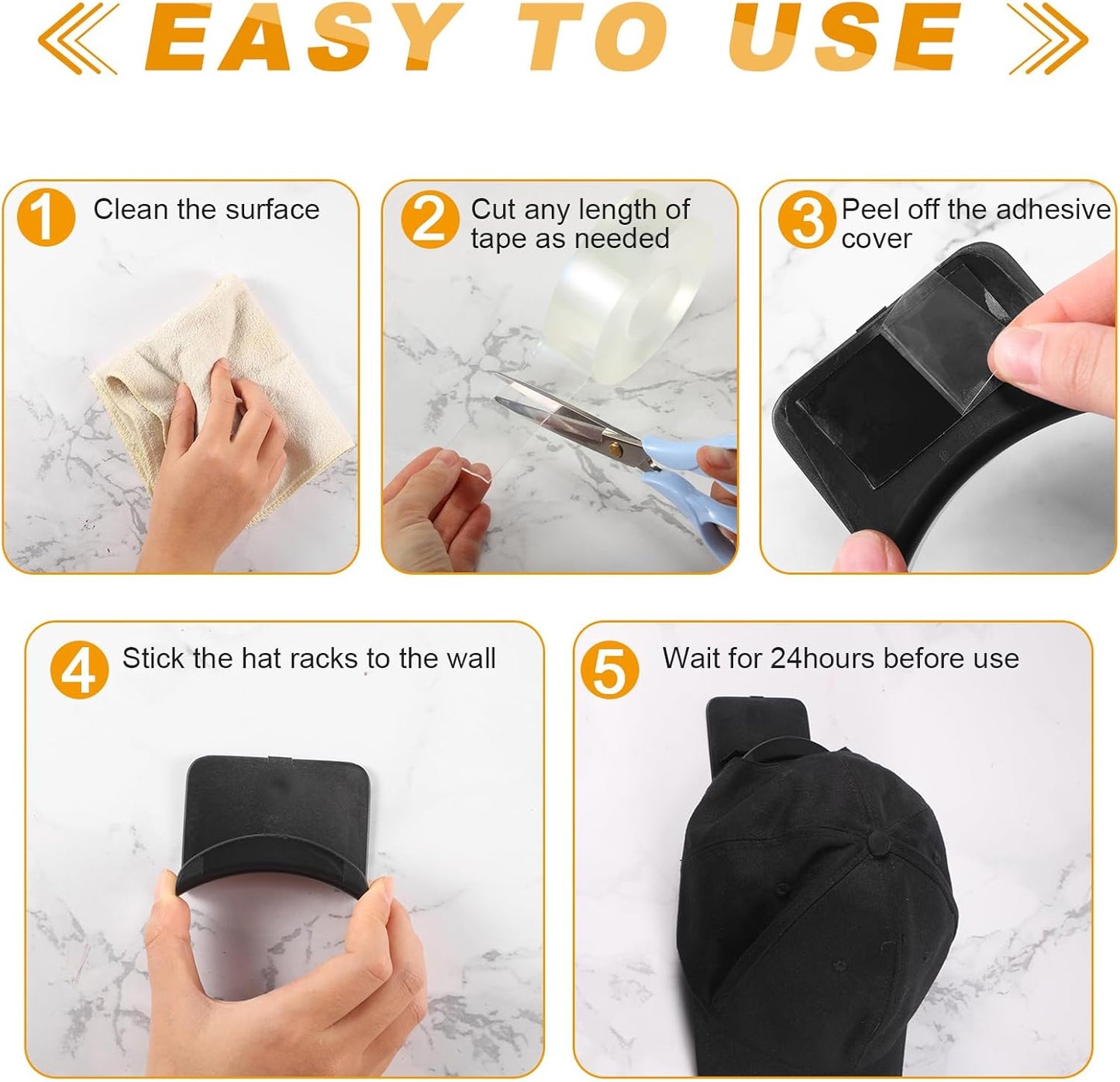 24 Pcs Headphone Wall Hangers Adhesive Gaming Headset Holder Hooks for Wall Mount Strong Universal Stand Hooks for Most Headphone Controller, Hat, Baseball Caps, Closet, Door (Black)