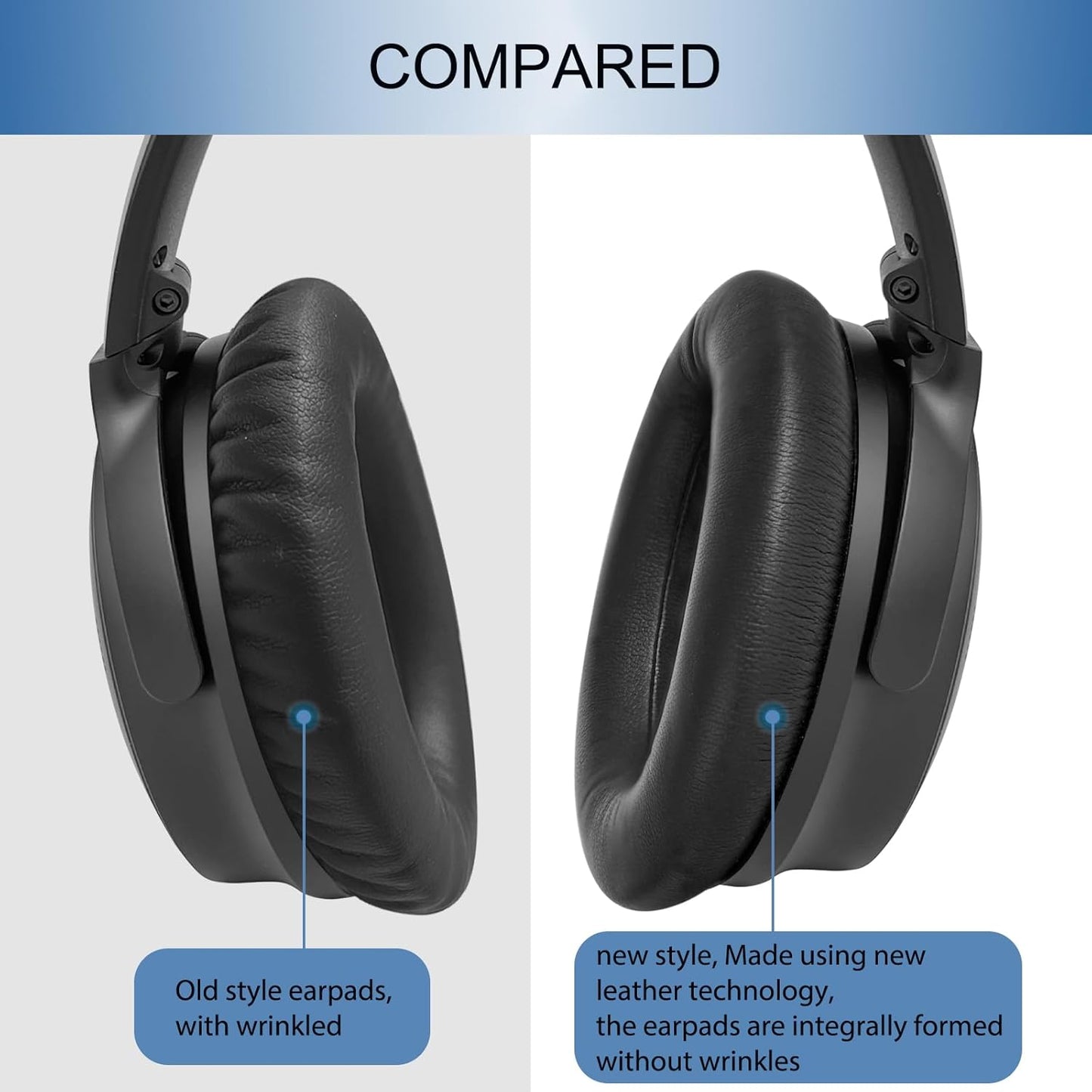 GEVO Ear Pads Cushions Replacement for Bose QC35 ii QC35, Earpads for Bose QuietComfort 35ii 35 Headphones with Protein Leather Noise Isolation Memory Foam (Black)