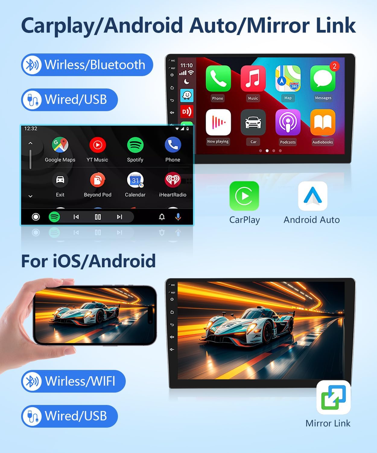 8core 4G+64G Car Radio for Toyota Camry 2006-2011 Support Canbus Original JBL Navigation, RSNAVI Car Stereo Wireless Carplay Android Auto 9'' Touchscreen WiFi BT/FM/RDS/EQ Backup Camera