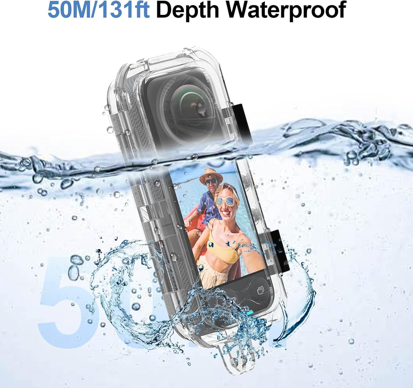 Hualele Waterproof Invisible Dive Case 50m/164ft Underwater Camera Housing for Insta360 X4, Shell Protective Case for X4 with Bracket Accessories Clear