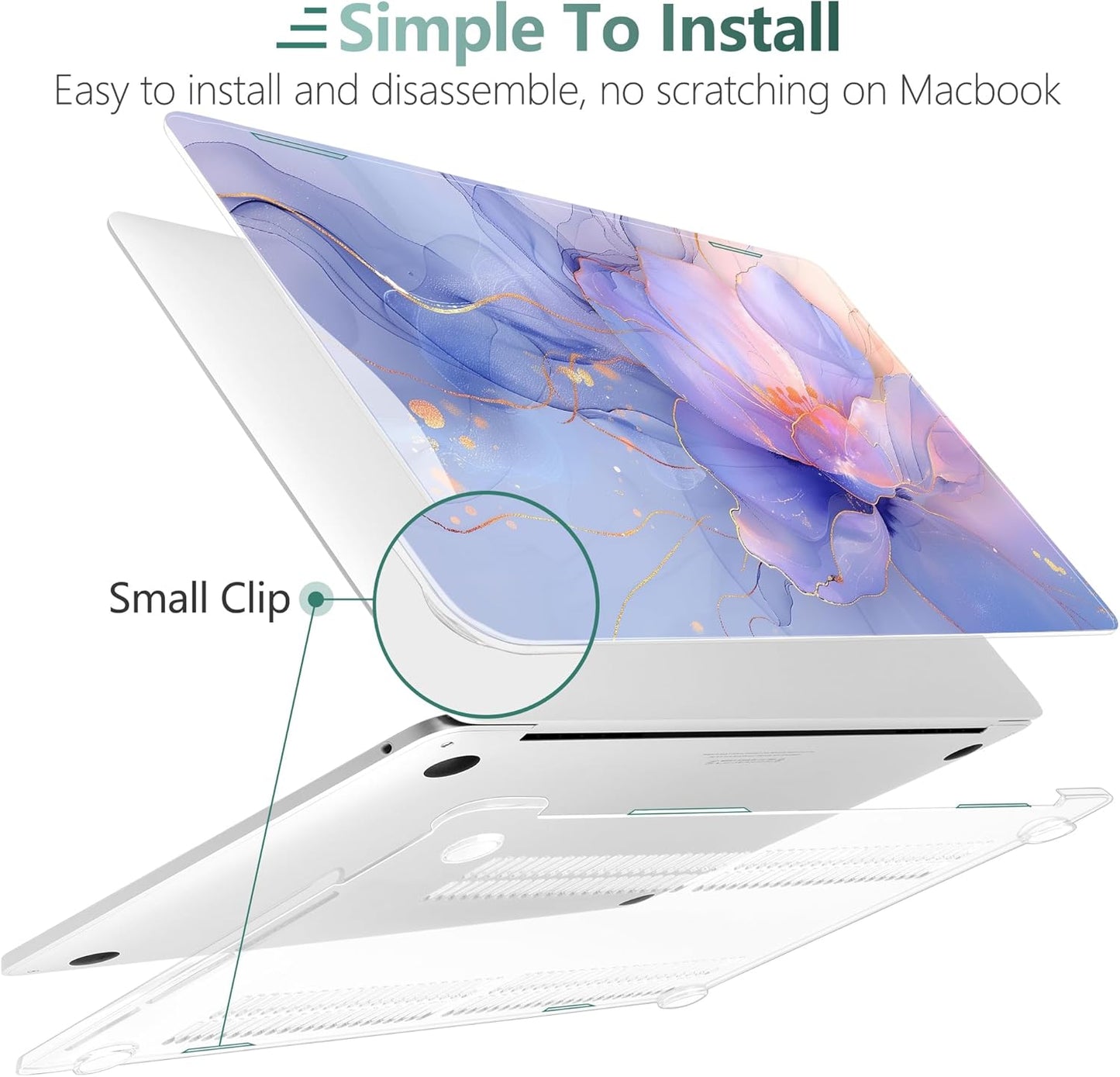 TWOLSKOO Compatible with MacBook Pro 13 inch Case 2023-2016 A2338 M2/M1 A2251 A2289 A2159 A1989 A1706, Plastic Hard Shell Cover & Keyboard Skin & Screen Protector, Blue Marble