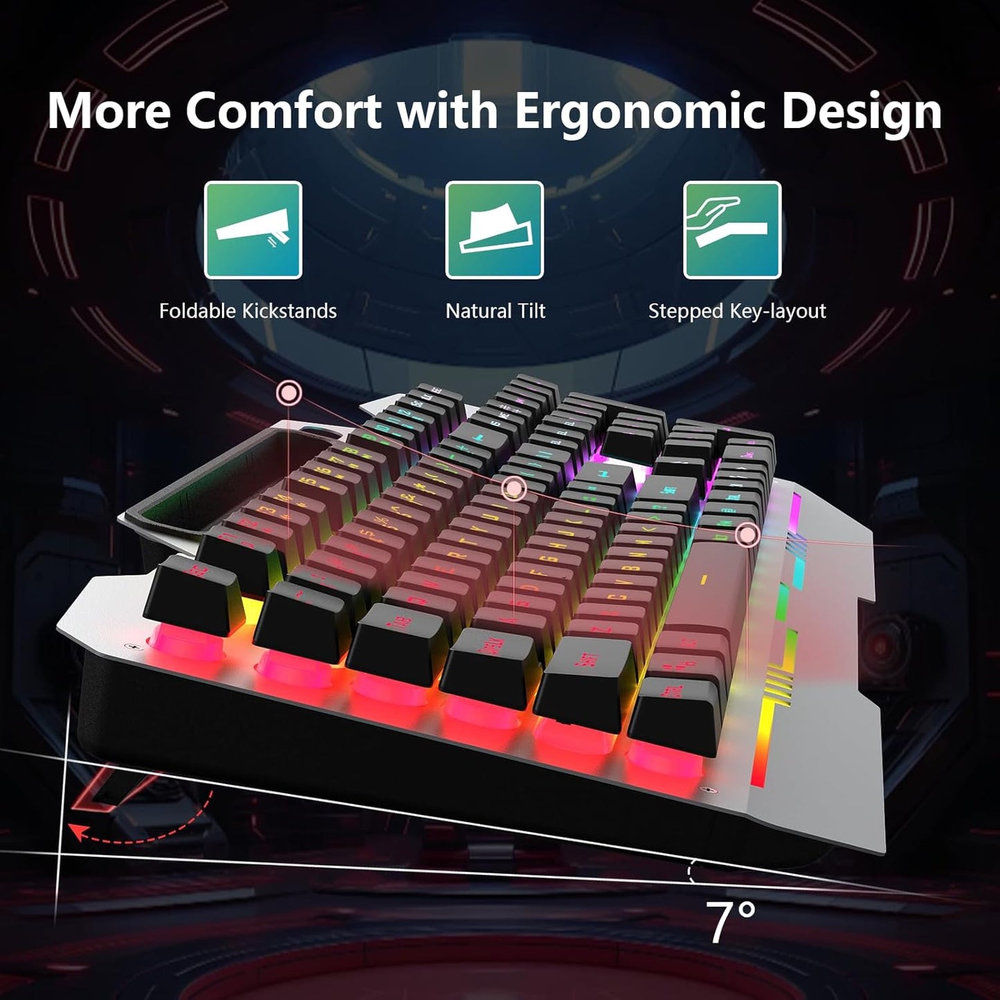 AULA Keyboard, T102 104 Keys Gaming Keyboard and Mouse Combo with RGB Backlit Number Pad, All-Metal Panel Waterproof Light Up PC Keyboard, USB Wired Computer Keyboards Gaming for MAC Xbox PC Gamer