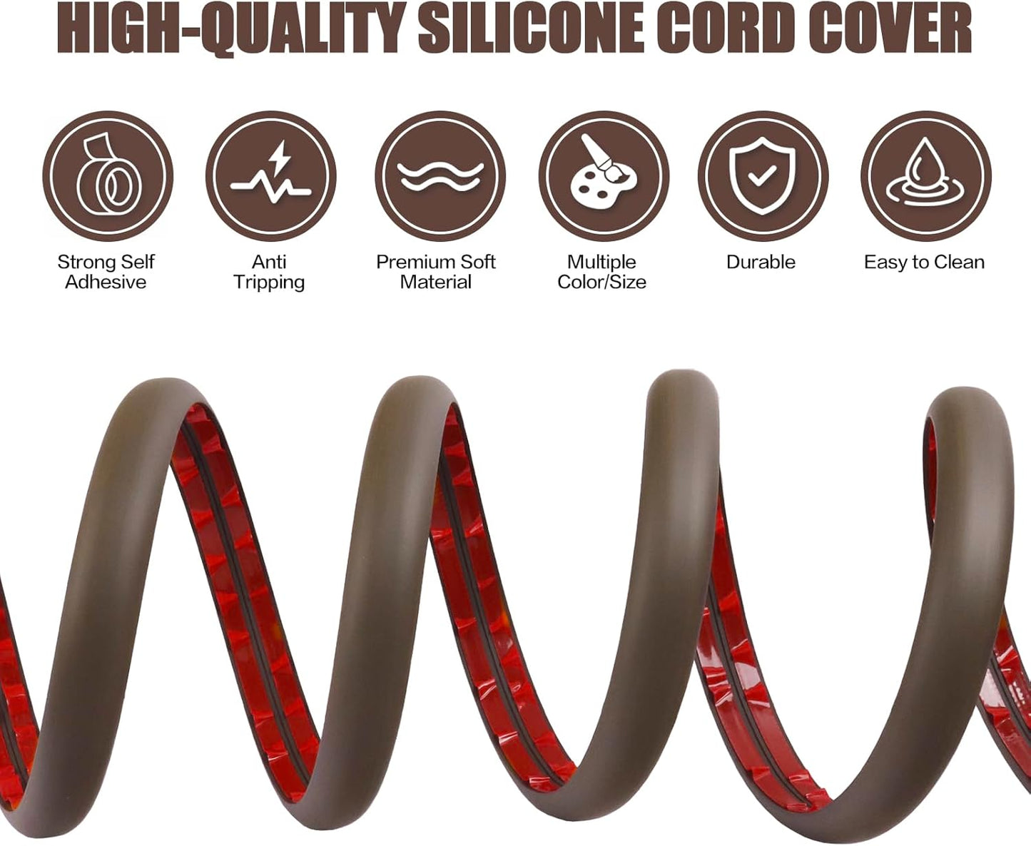 Floor Cord Cover Cable Cavity Self Adhesive Cord Hider Floor 10FT Floor Cable Management Power Cord Protector Floor Electric Cord Covers for Offices, Gym, Exhibitions (CoffeeBrown, 1.97" x 10')